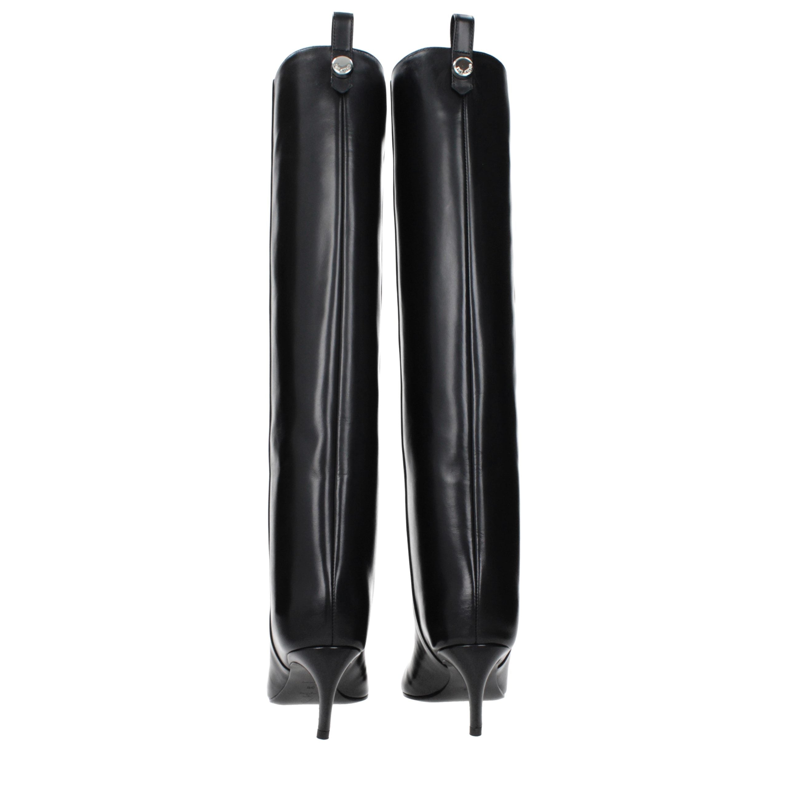 Black Leather High Heel Boots