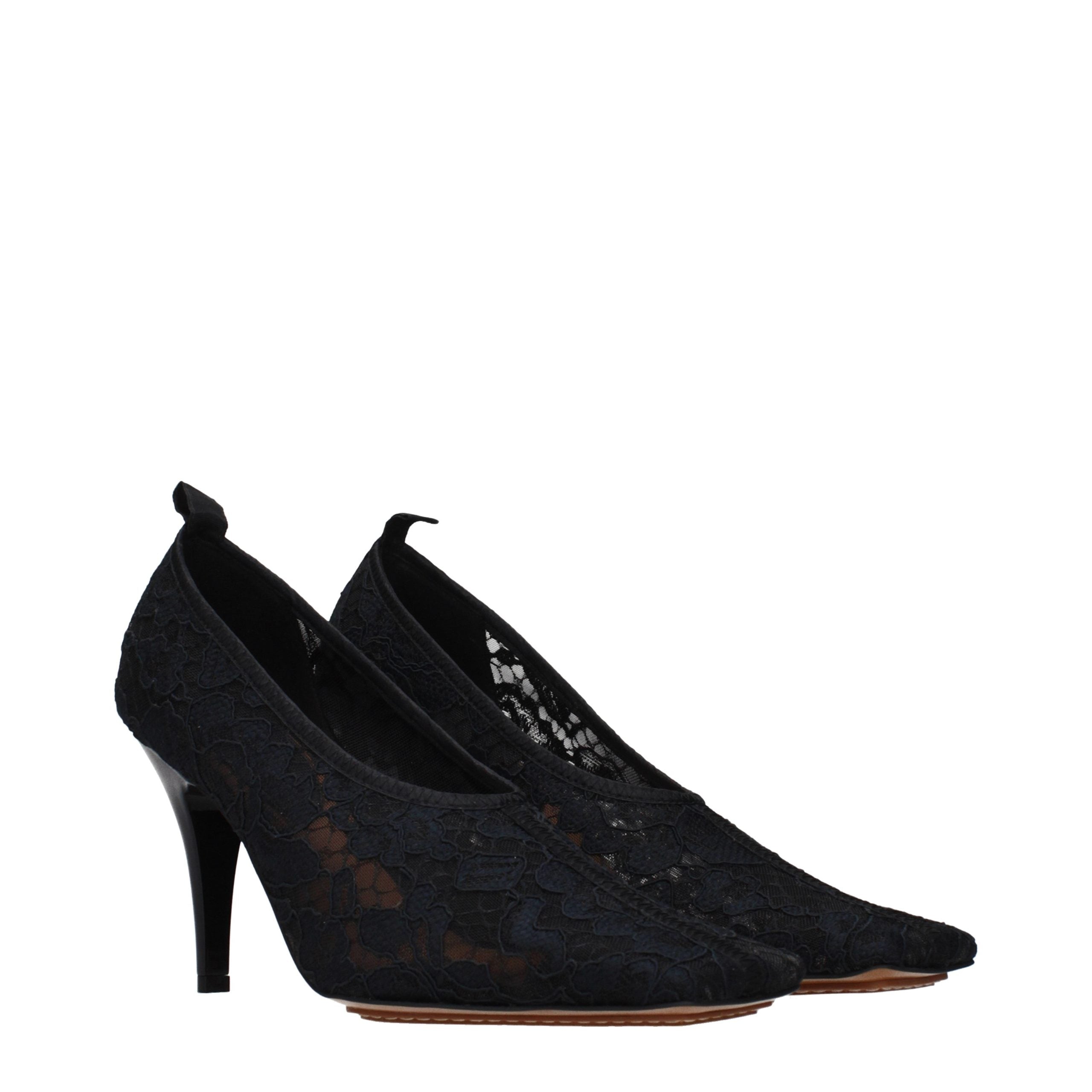 Black Fabric High Heel Pumps