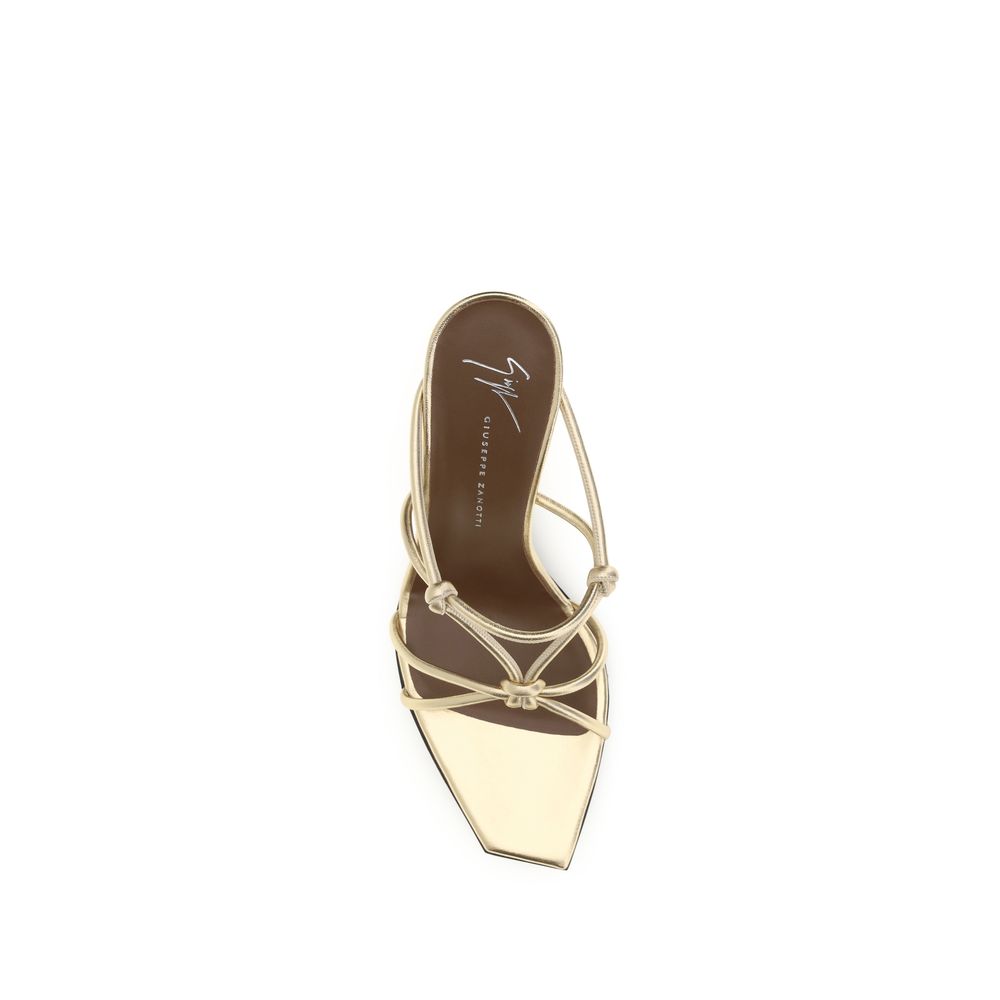 Gold Calf Leather Bos Taurus Stiletto Heel Sandals