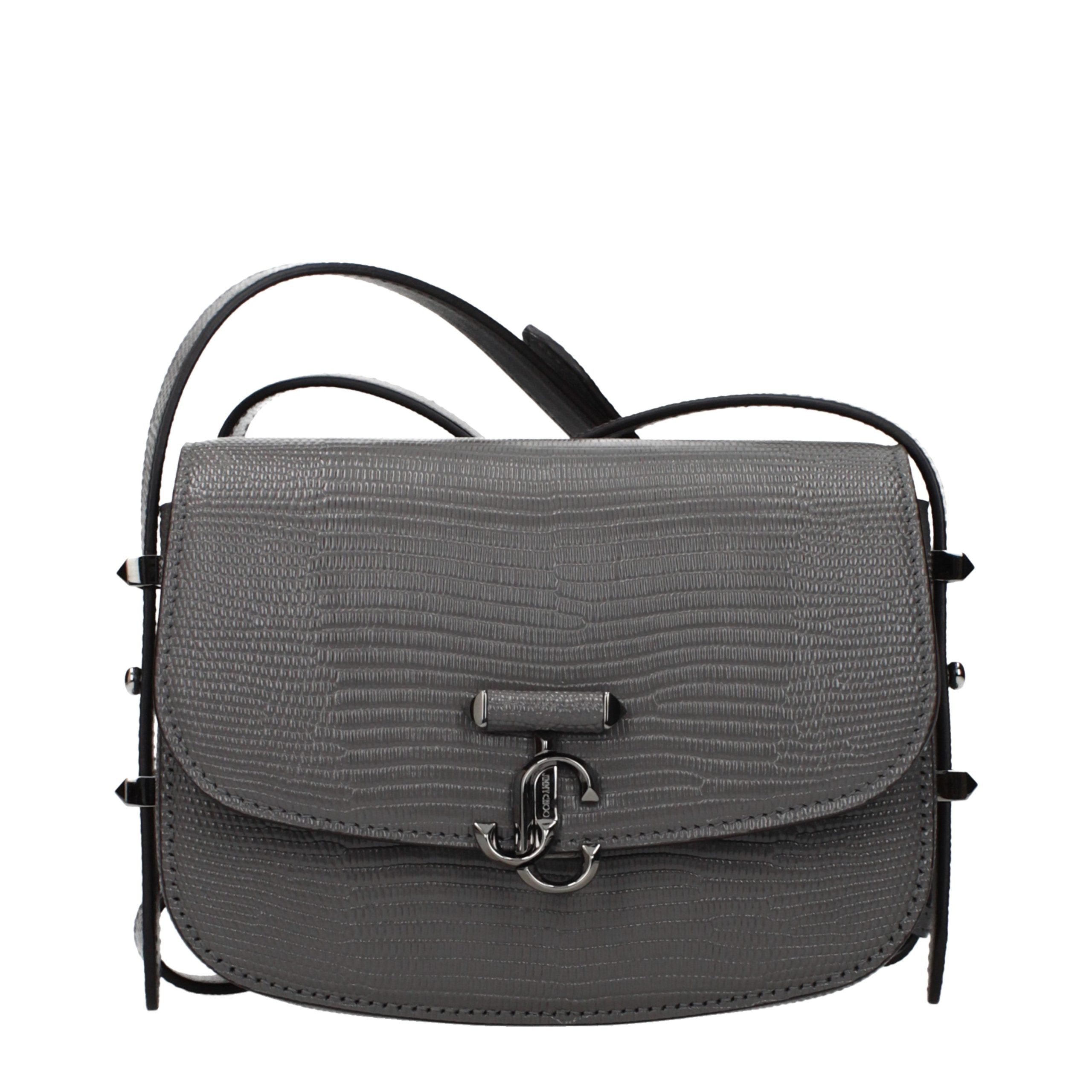 Gray Leather Shoulder Bag