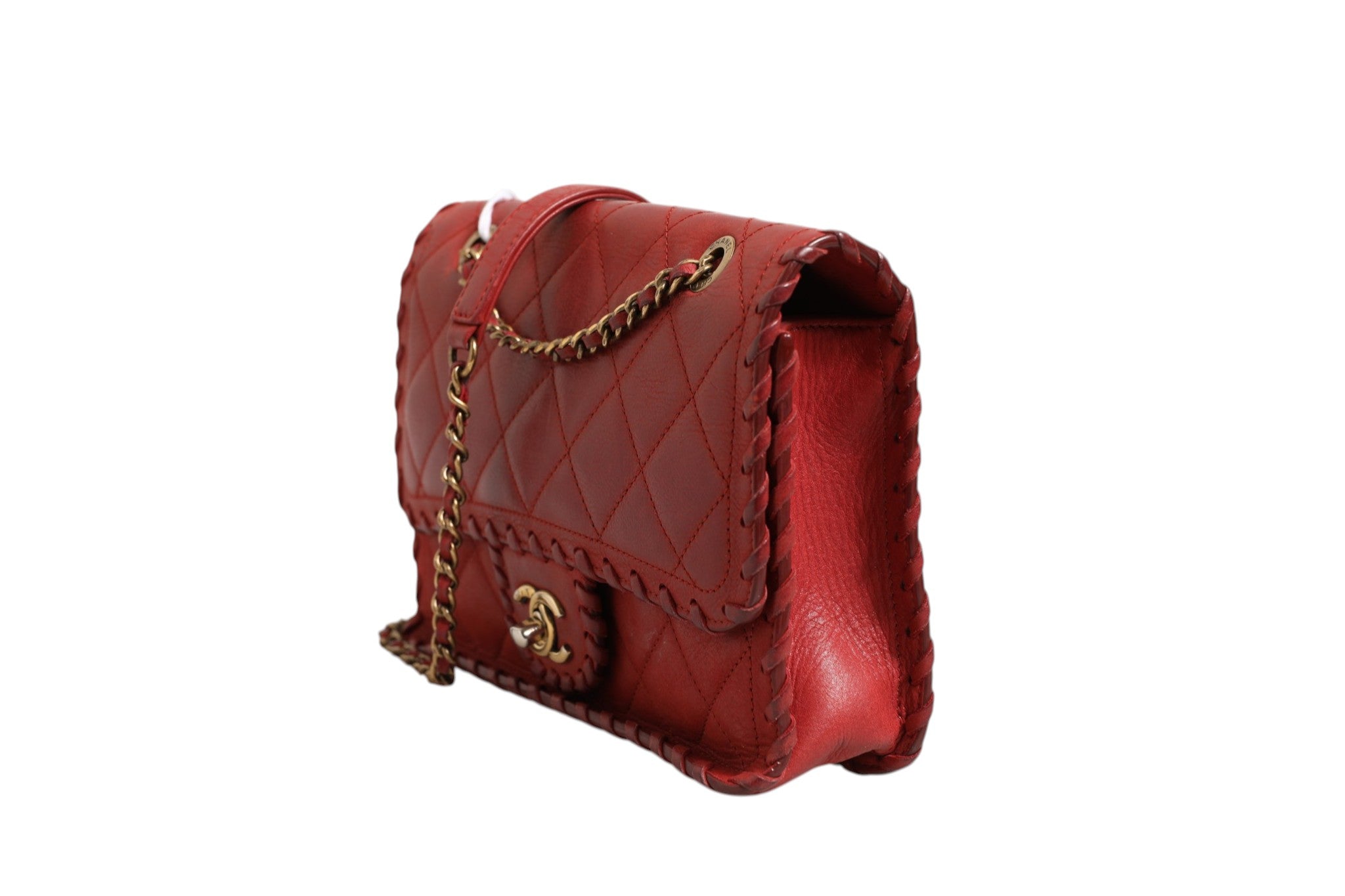 Mini Flap Bag Lambskin Braided Calfskin Gold Tone Metal
