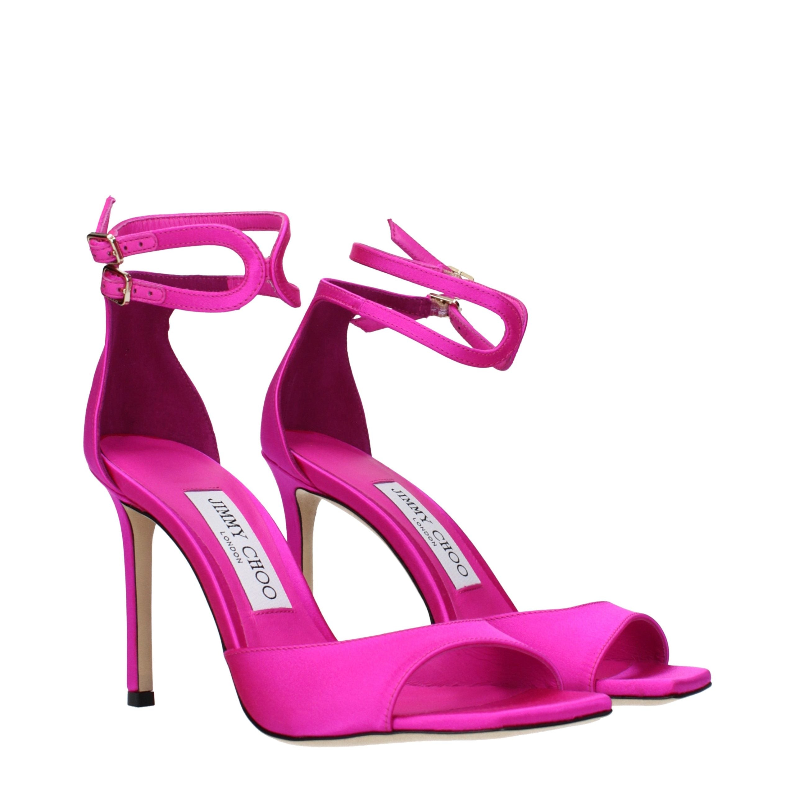 Pink Satin Stiletto Heel Sandals