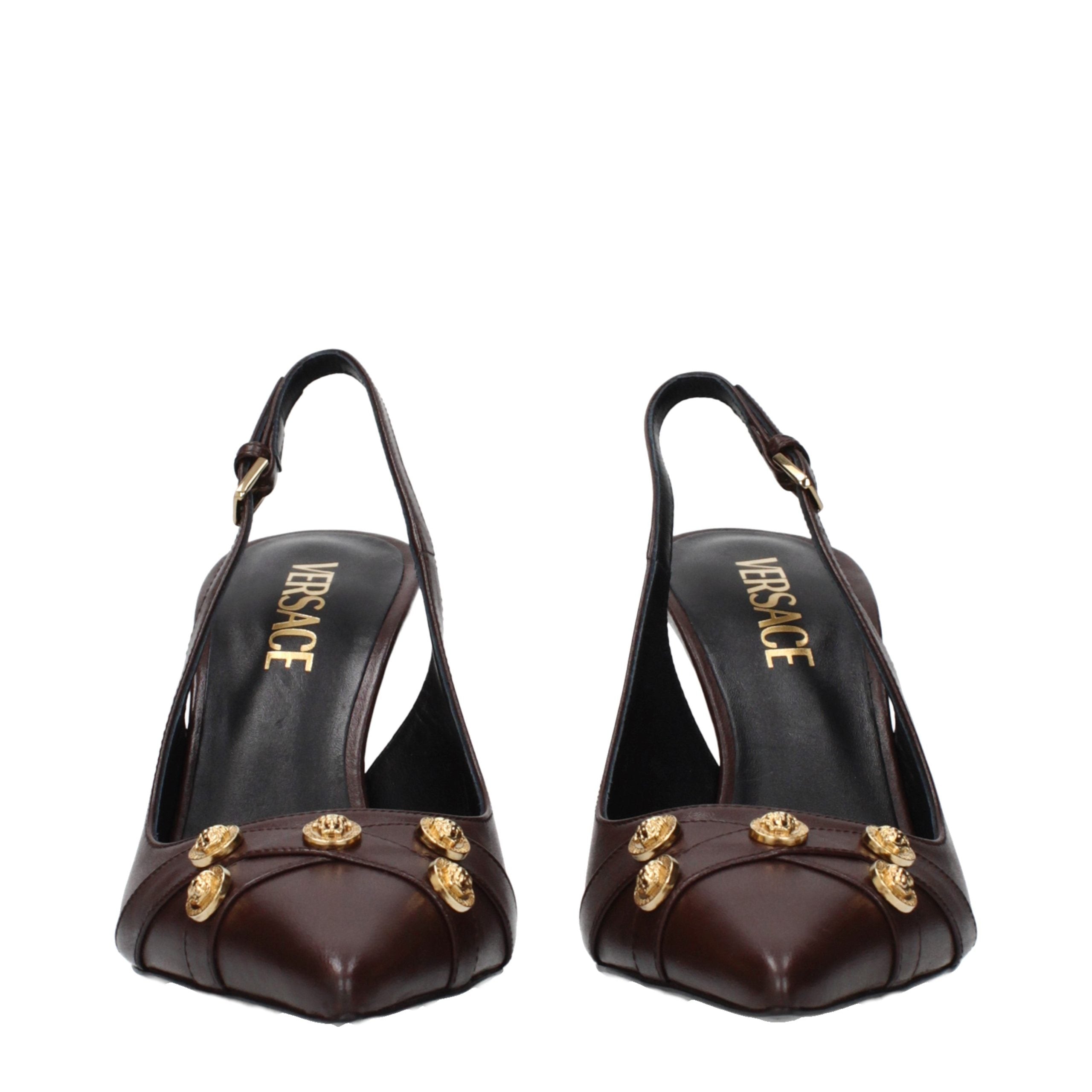 Brown Leather High Heel Pumps