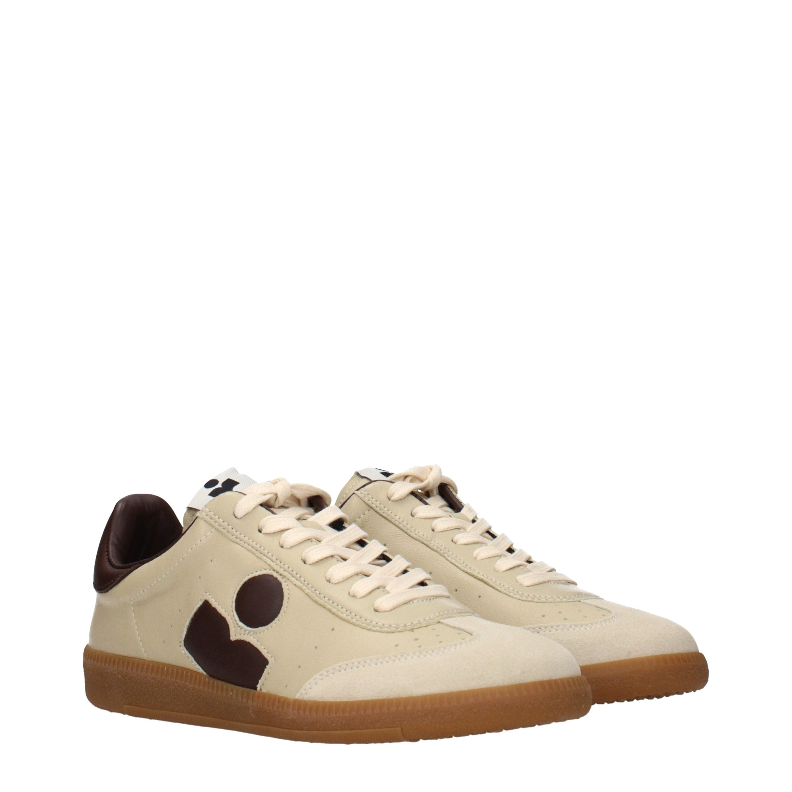 Beige Leather Low Top Sneakers