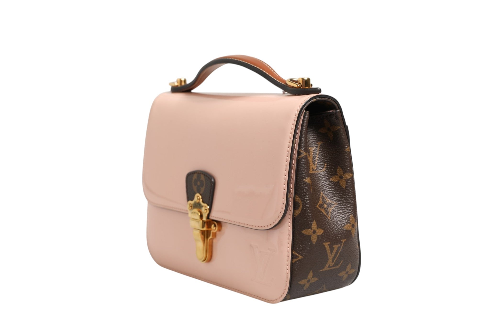 Pink Vernis and Monogram Canvas Cherrywood BB Shoulder Bag