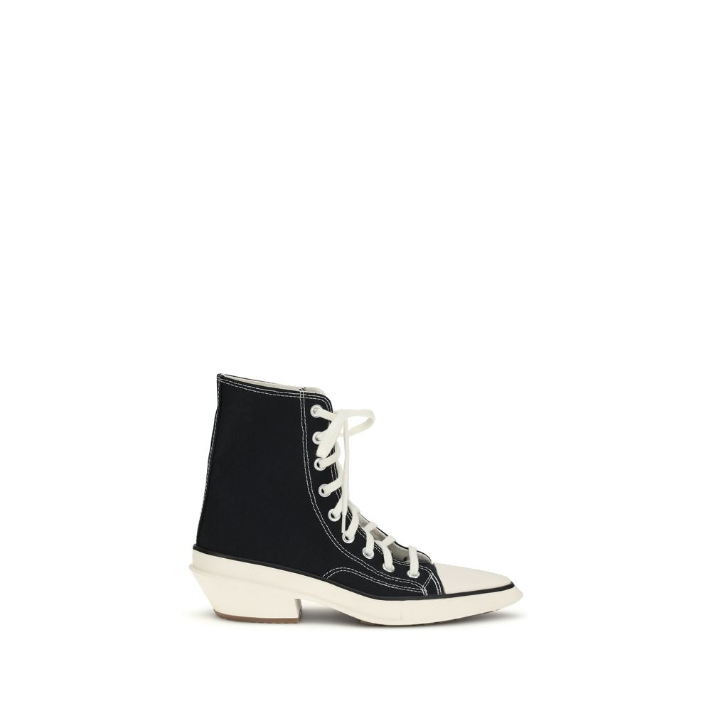 Black Fabric Chunky Sneakers