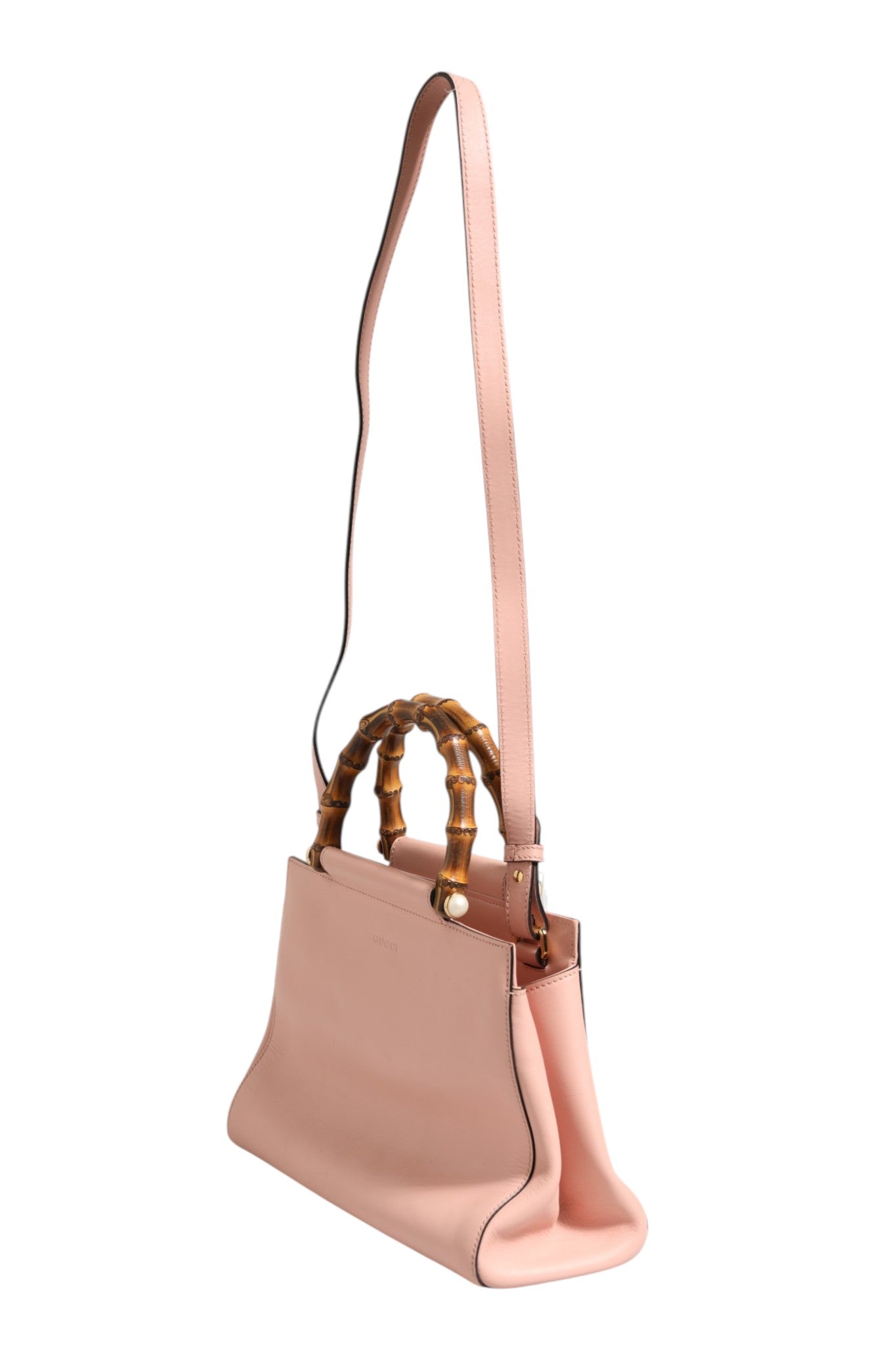 Pink And White Calfskin Small Nymphaea Top Handle Bag