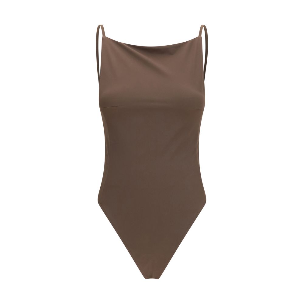Brown Polyamide One-Piece Swimsuit