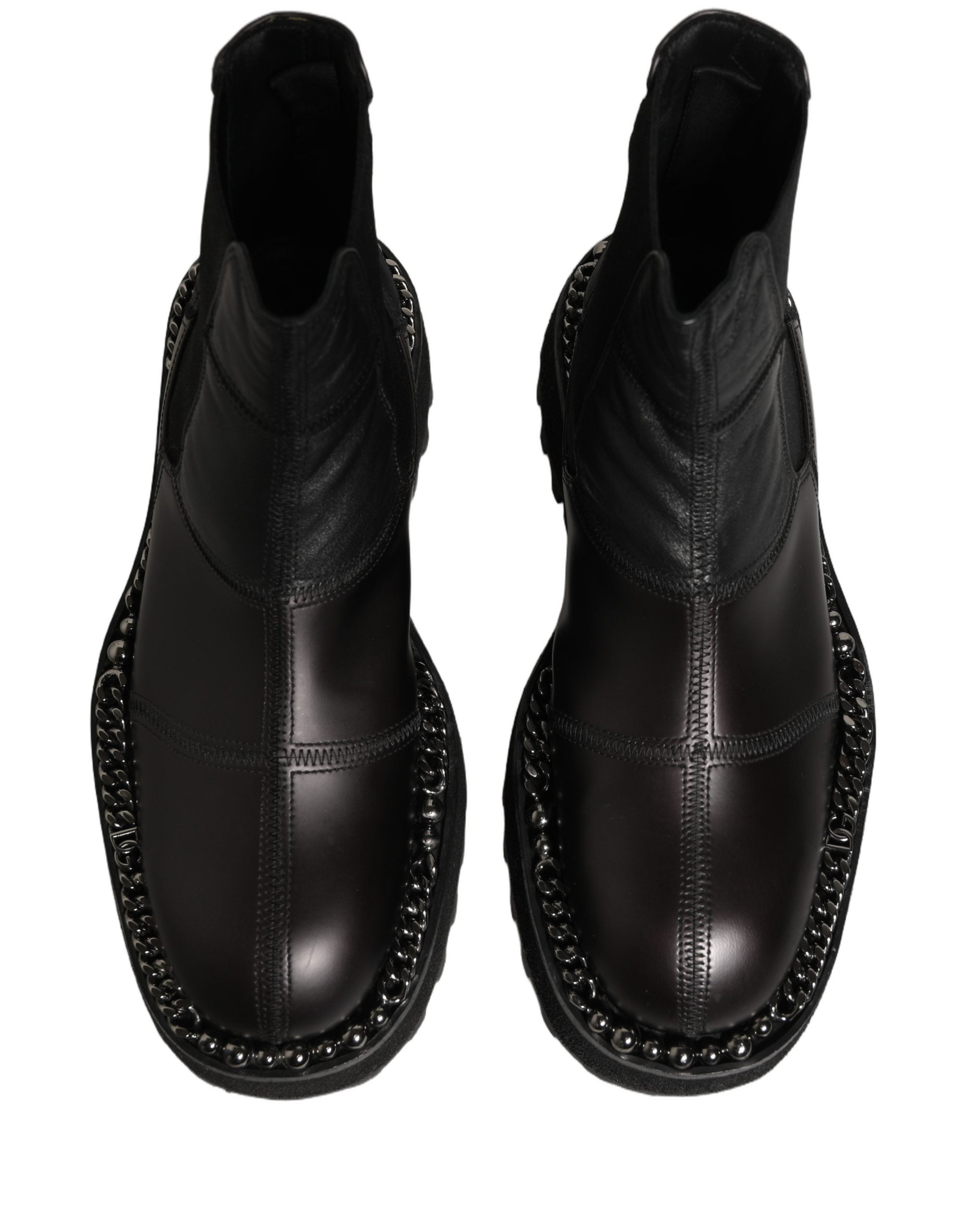 Black Leather Slip On Chelsea Boots Shoes
