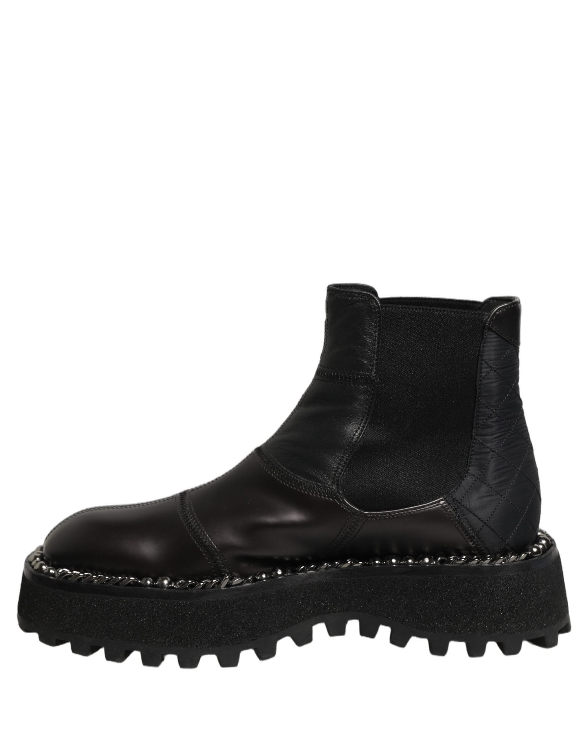 Black Leather Slip On Chelsea Boots Shoes