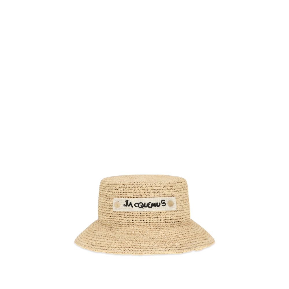 Beige Raffia Bucket Hat