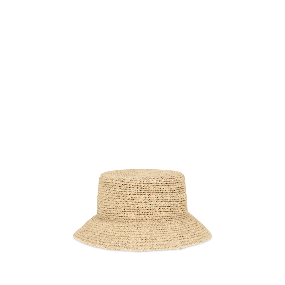 Beige Raffia Bucket Hat