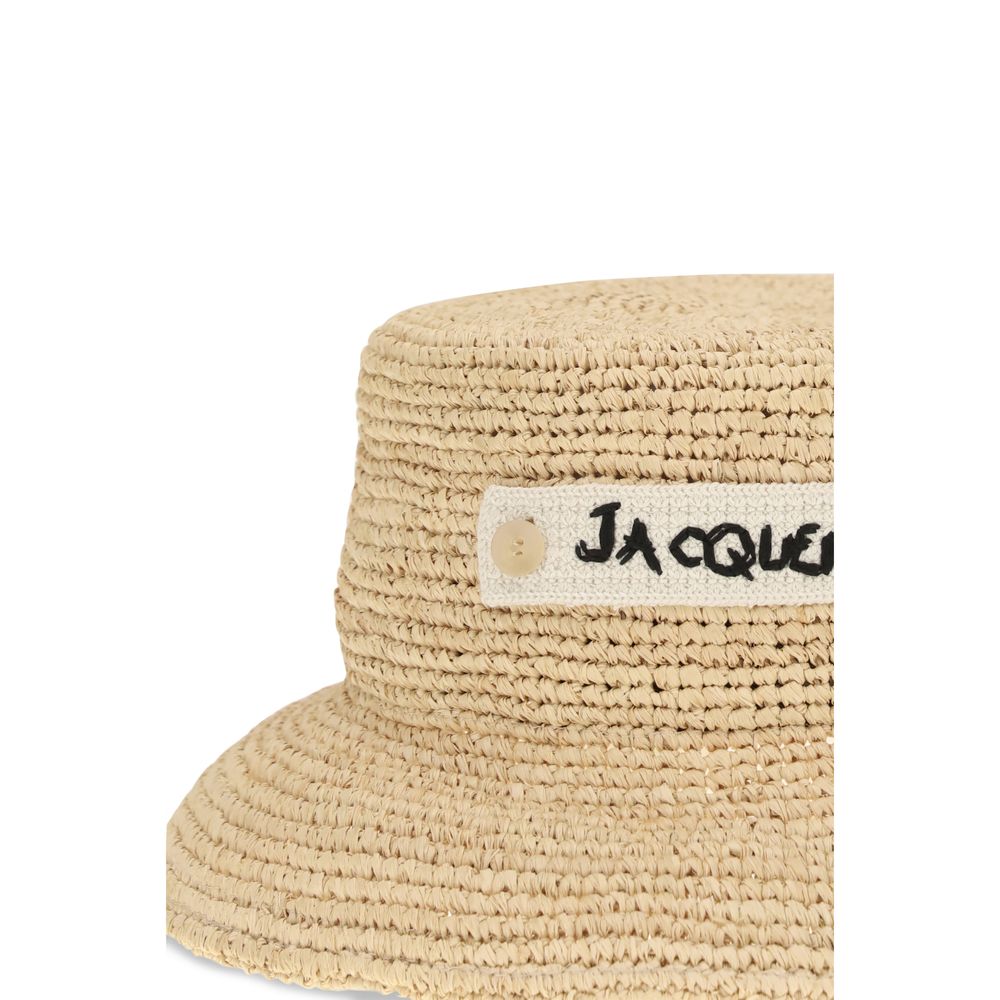 Beige Raffia Bucket Hat