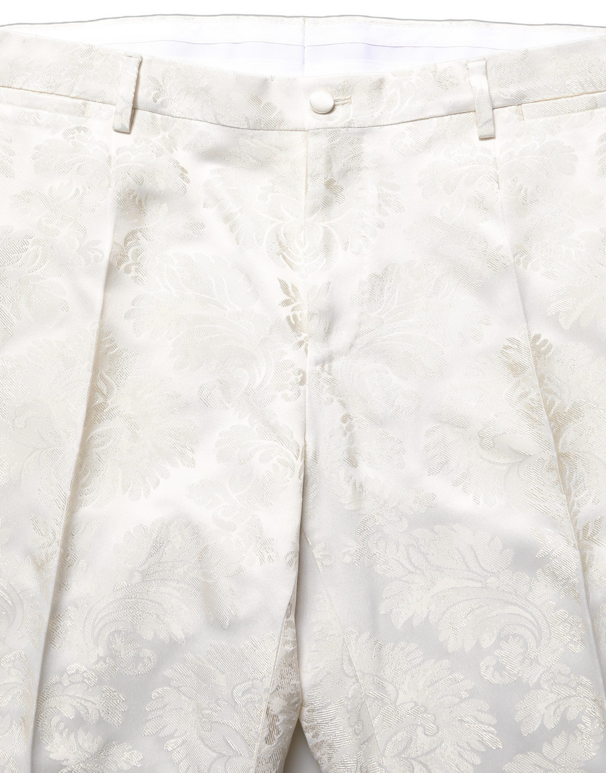 White Floral Men Dress Formal Trouser Pants