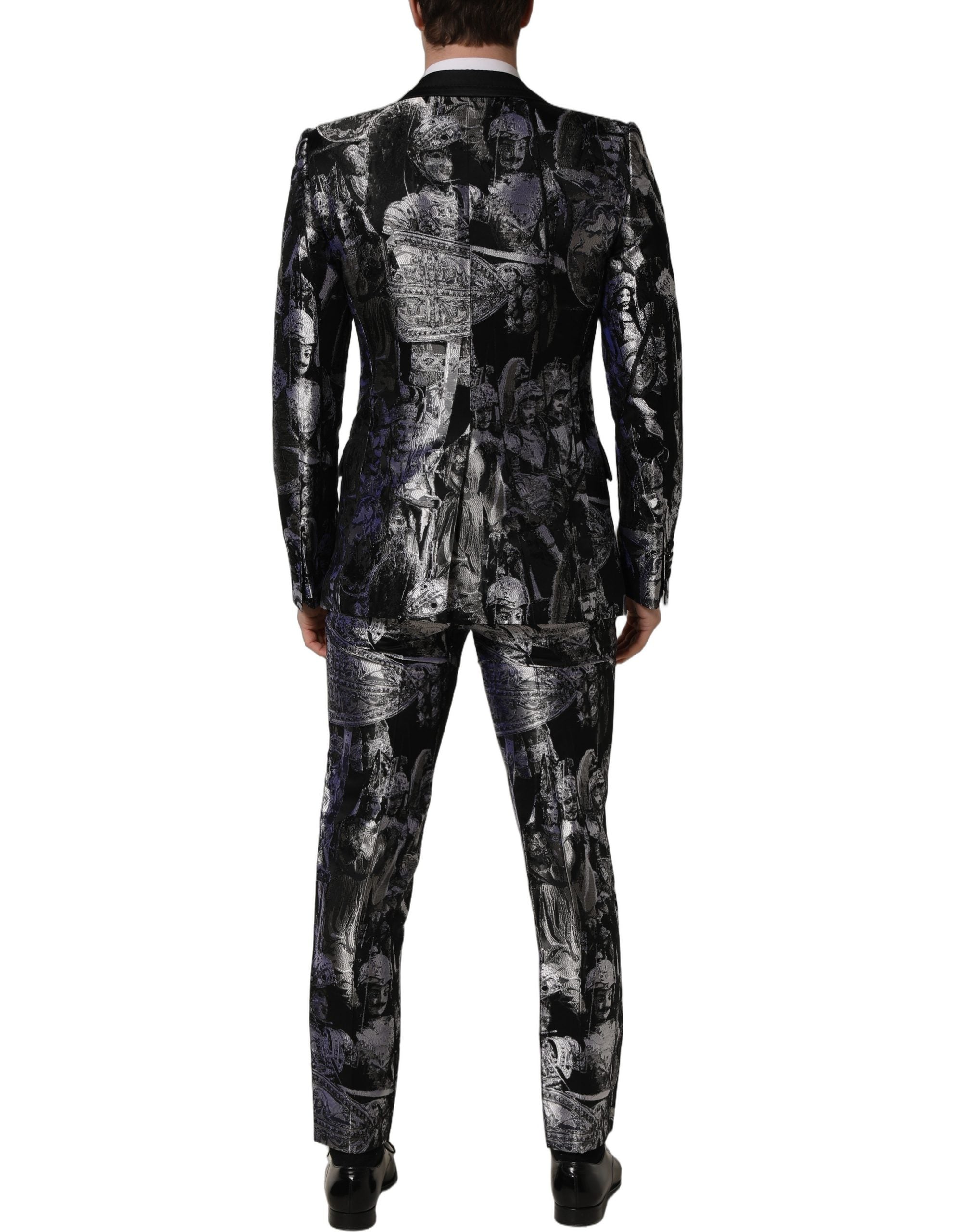Black Jacquard Slim Fit Formal 3 Piece Suit