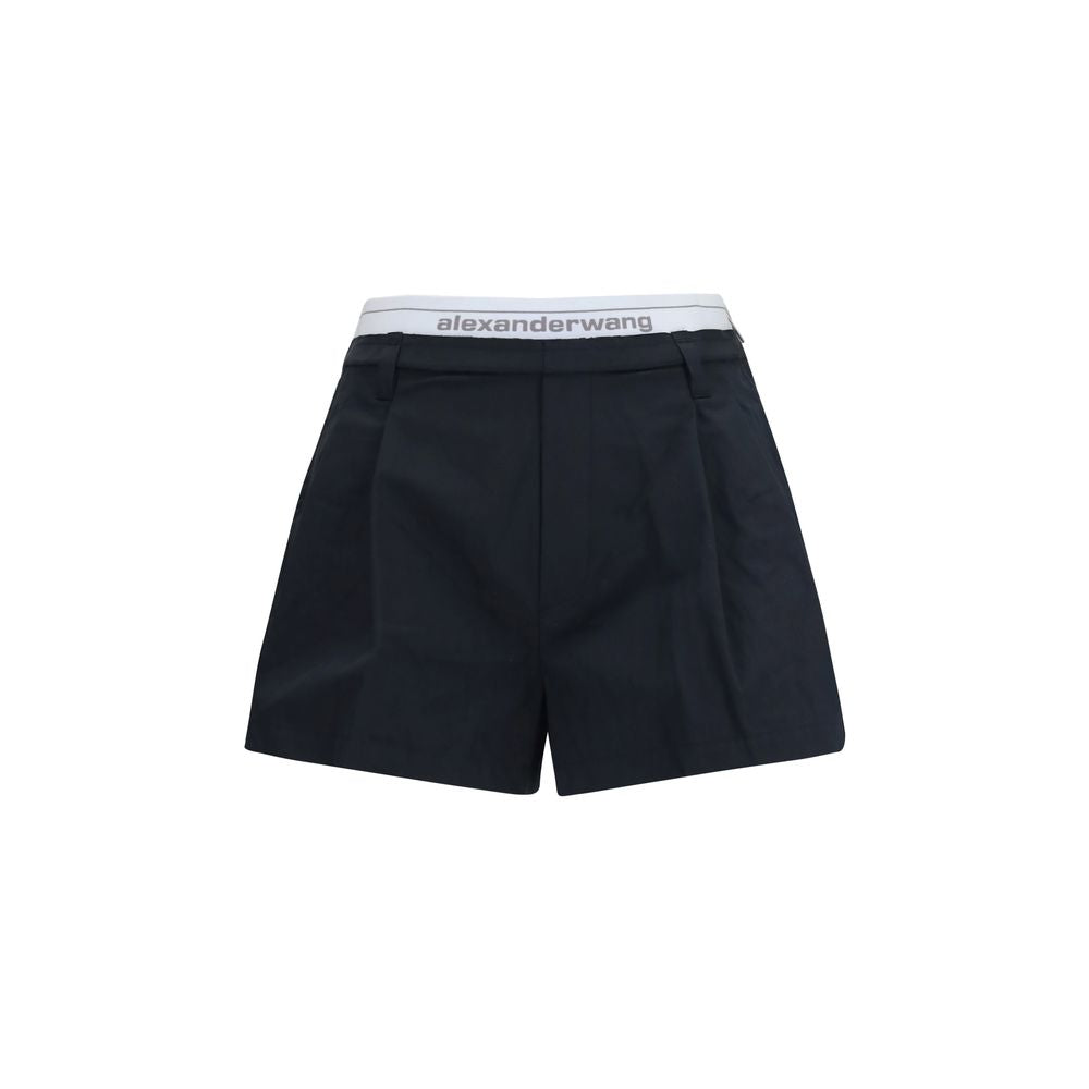 Black Cotton Bermuda Shorts