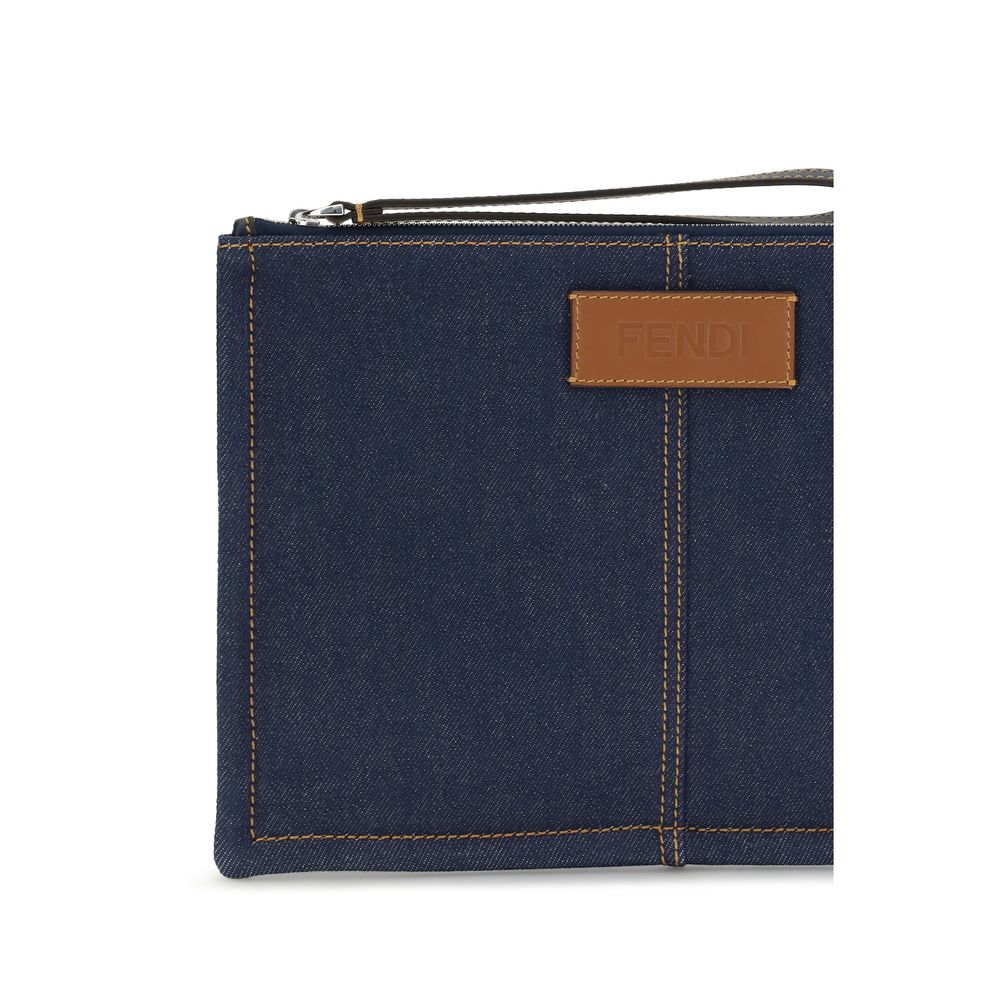 Blue Cotton Clutch Bag