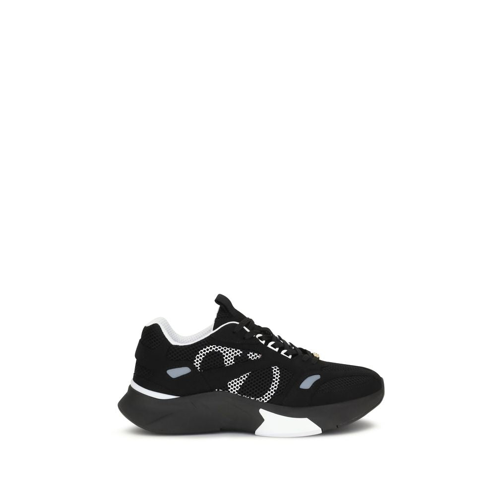 Black Polyester Athletic Sneakers
