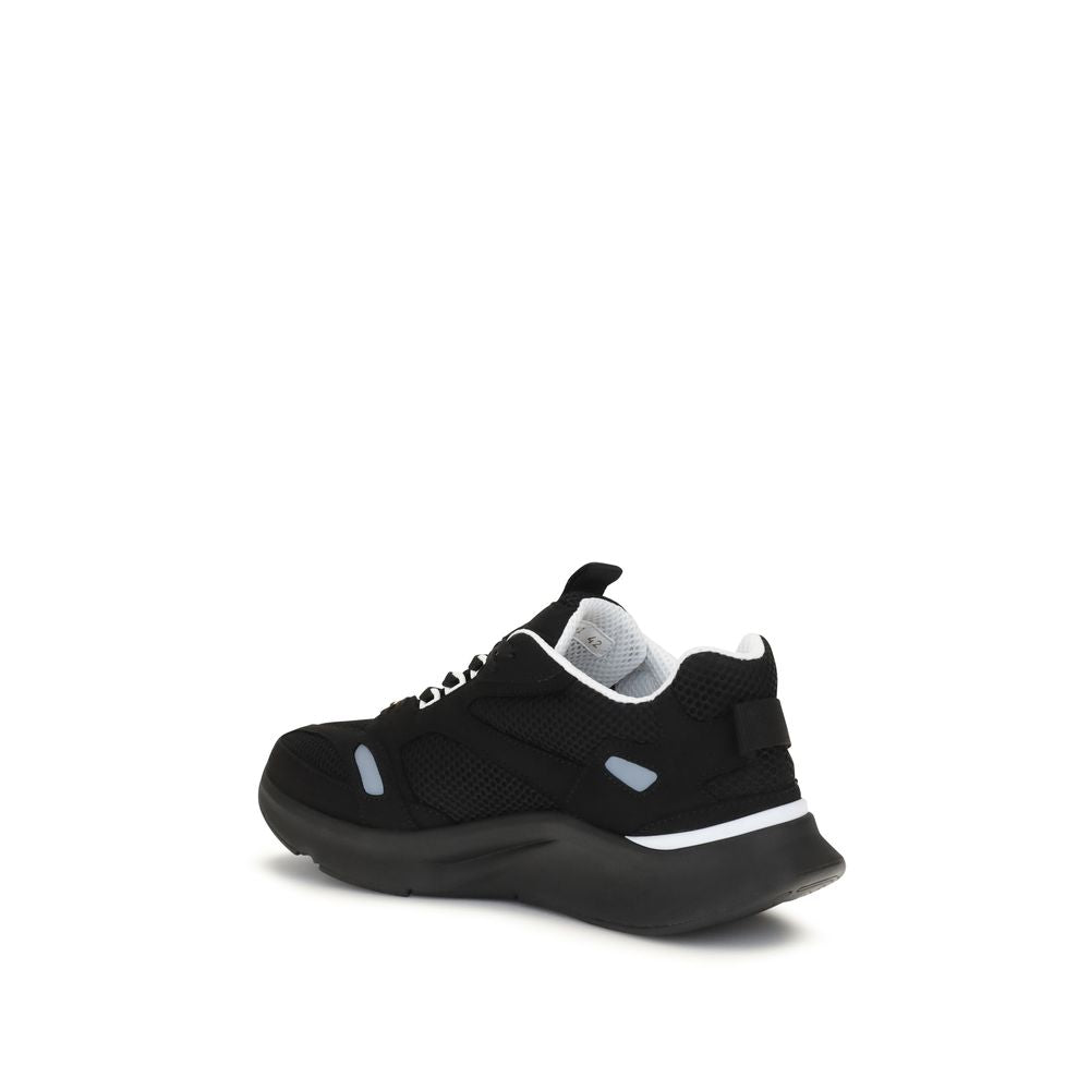 Black Polyester Athletic Sneakers
