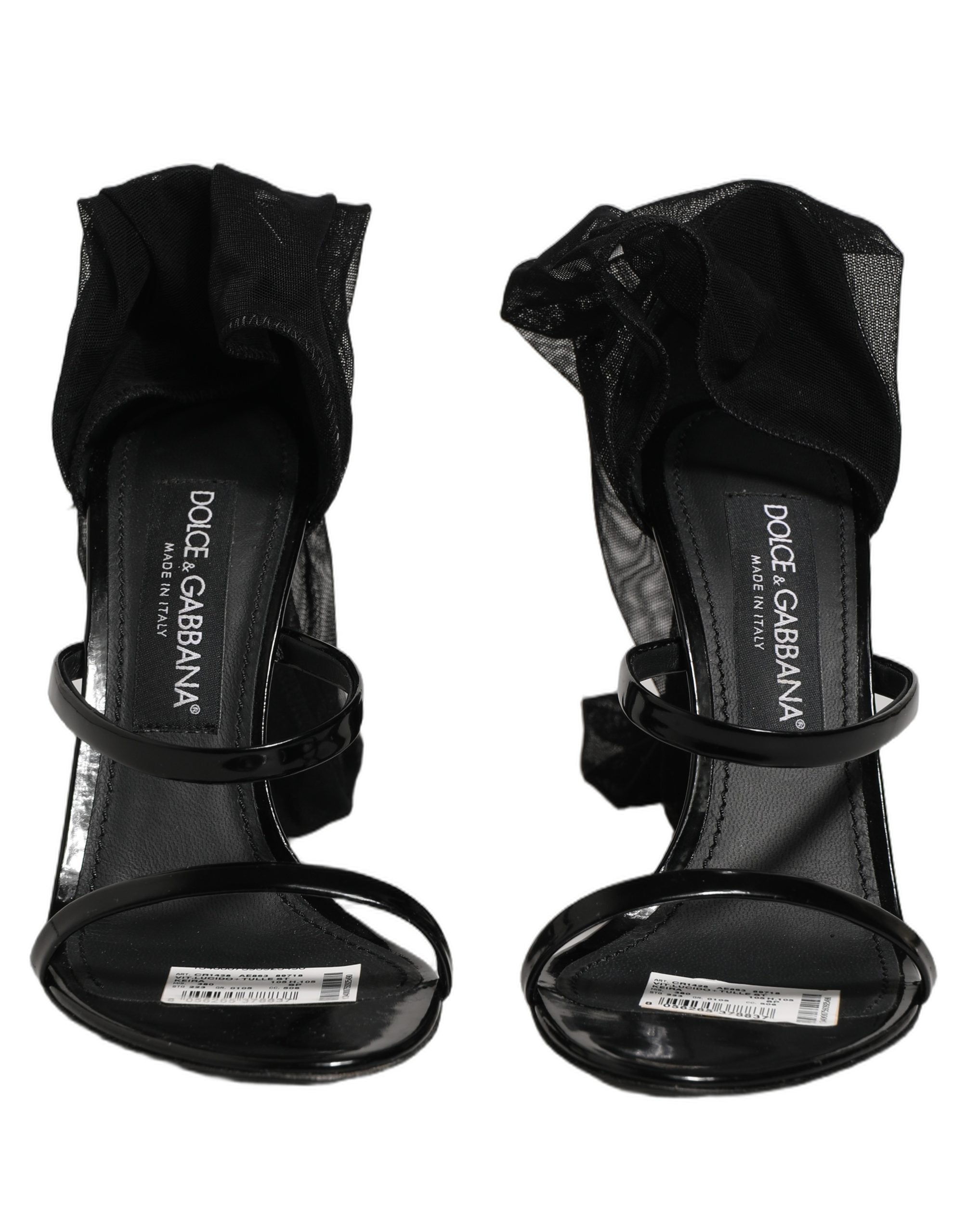 Stiletto Sandals Socks Knee High Boots Black