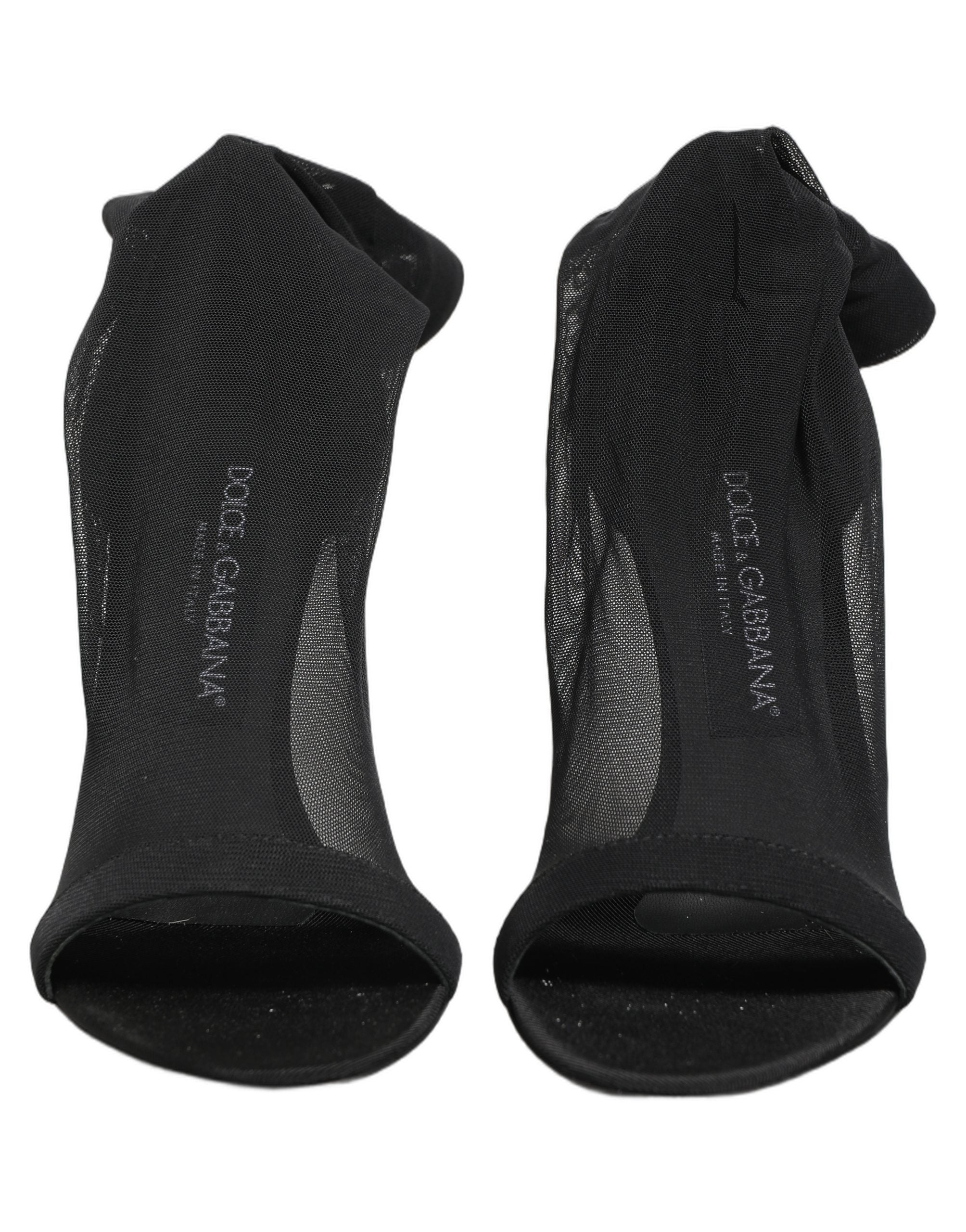 Black Nylon Mesh Sock Style Boots Shoes