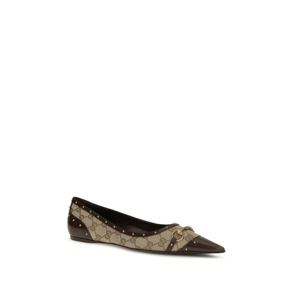 Beige Fabric Ballet Flats