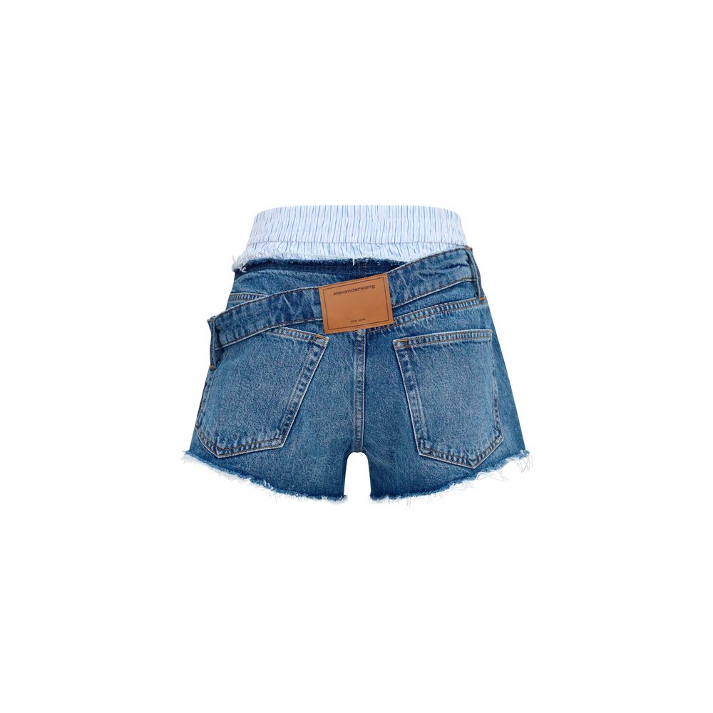 Blue Cotton Bermuda Shorts