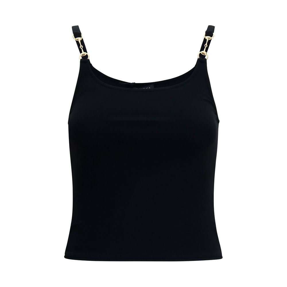 Black Viscose Sleeveles T-Shirt