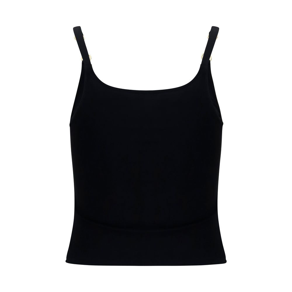 Black Viscose Sleeveles T-Shirt