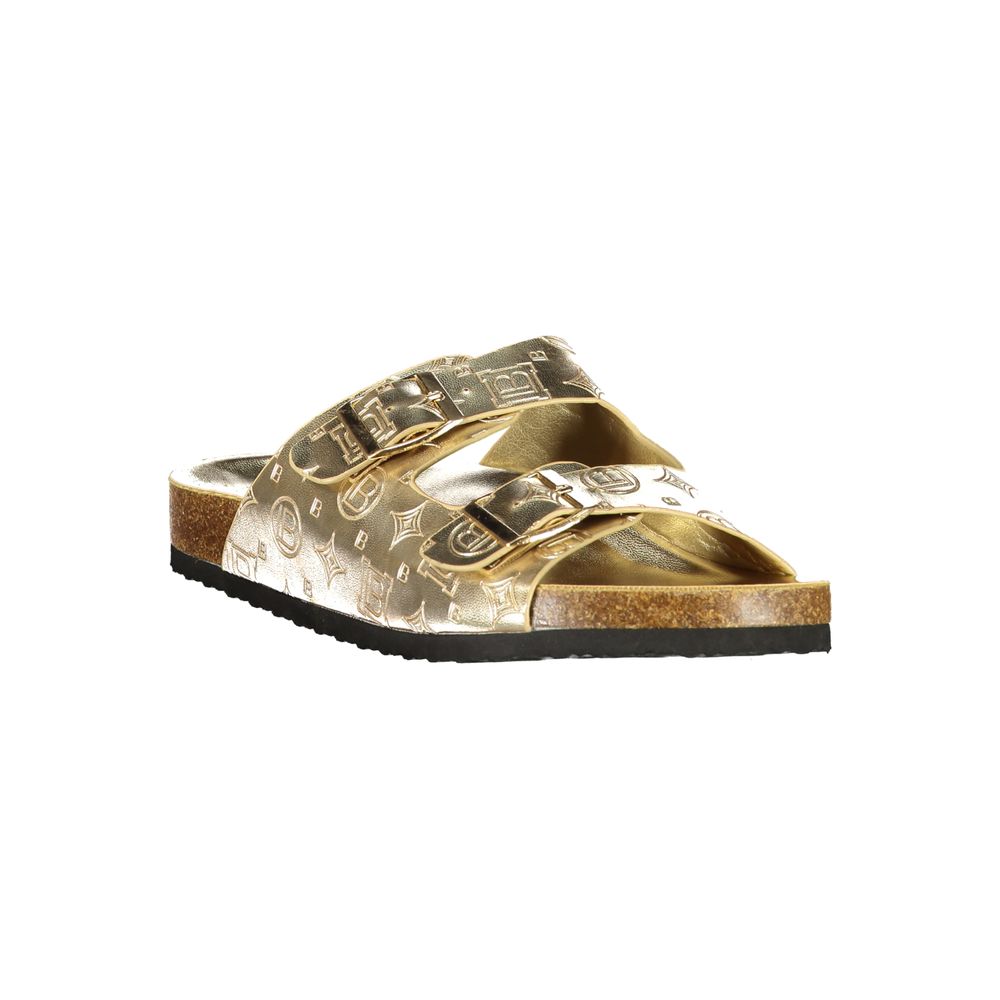 Gold Polyethylene Flat Sandals