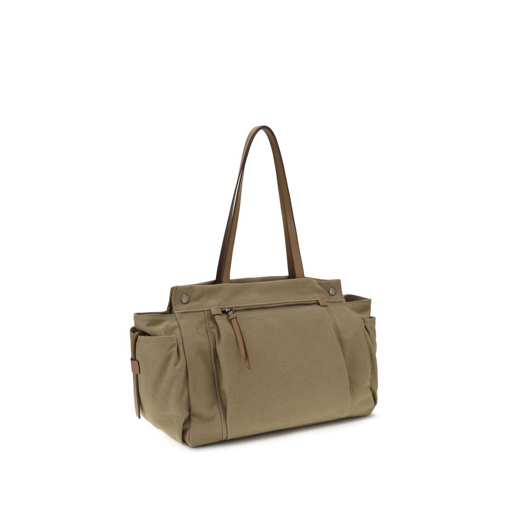 Bicolor Cotton Shoulder Bag