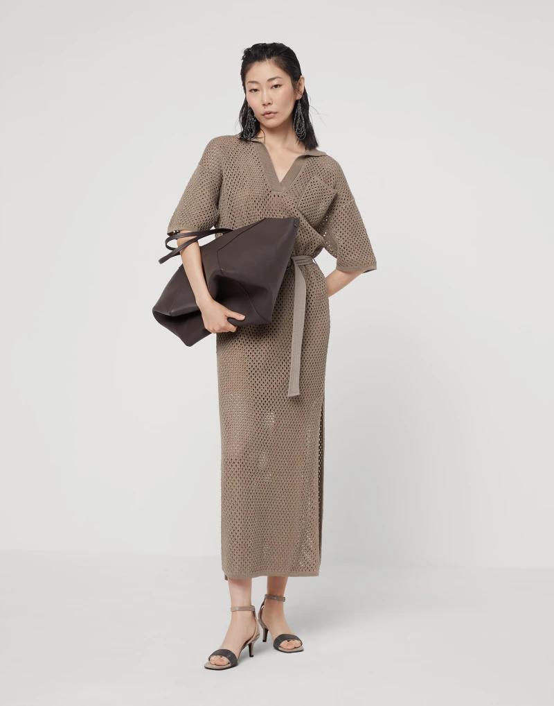 Brown Cotton Casual Dress