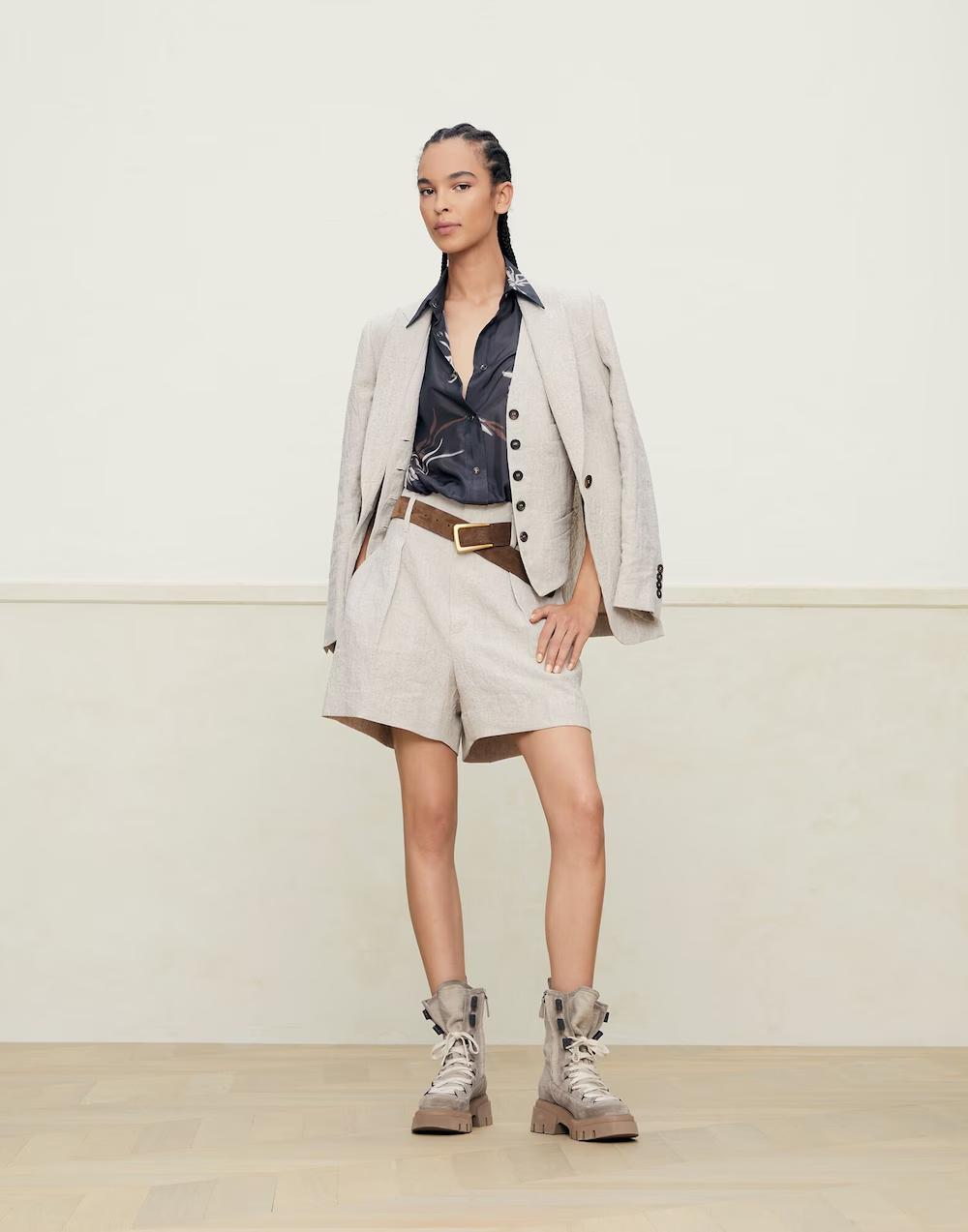 Beige Linen Sleeveless Jacket