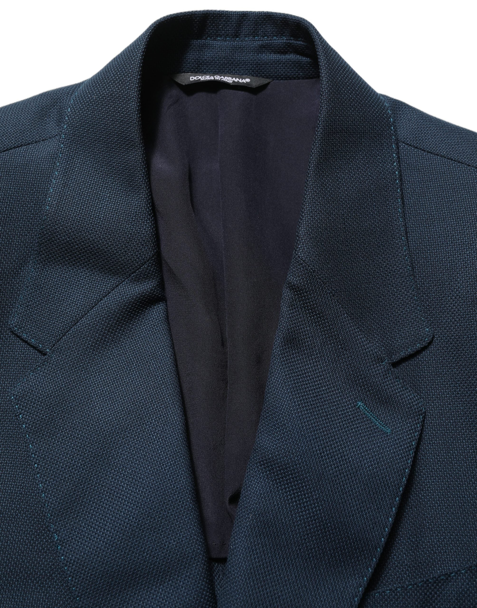 Blue Wool Logo Single Breasted Coat Blazer