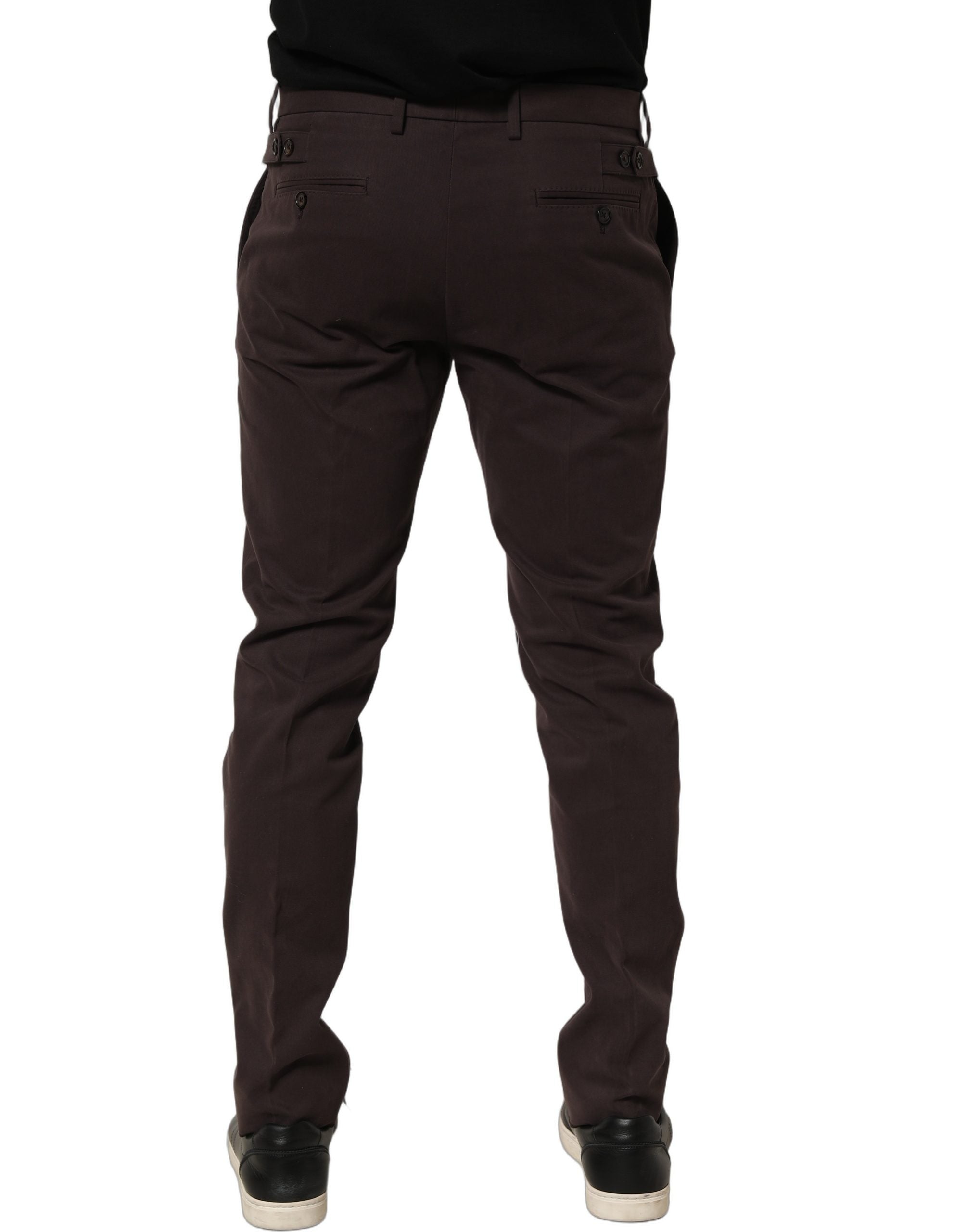 Brown Cotton Skinny Leg Dress Trouser Pants