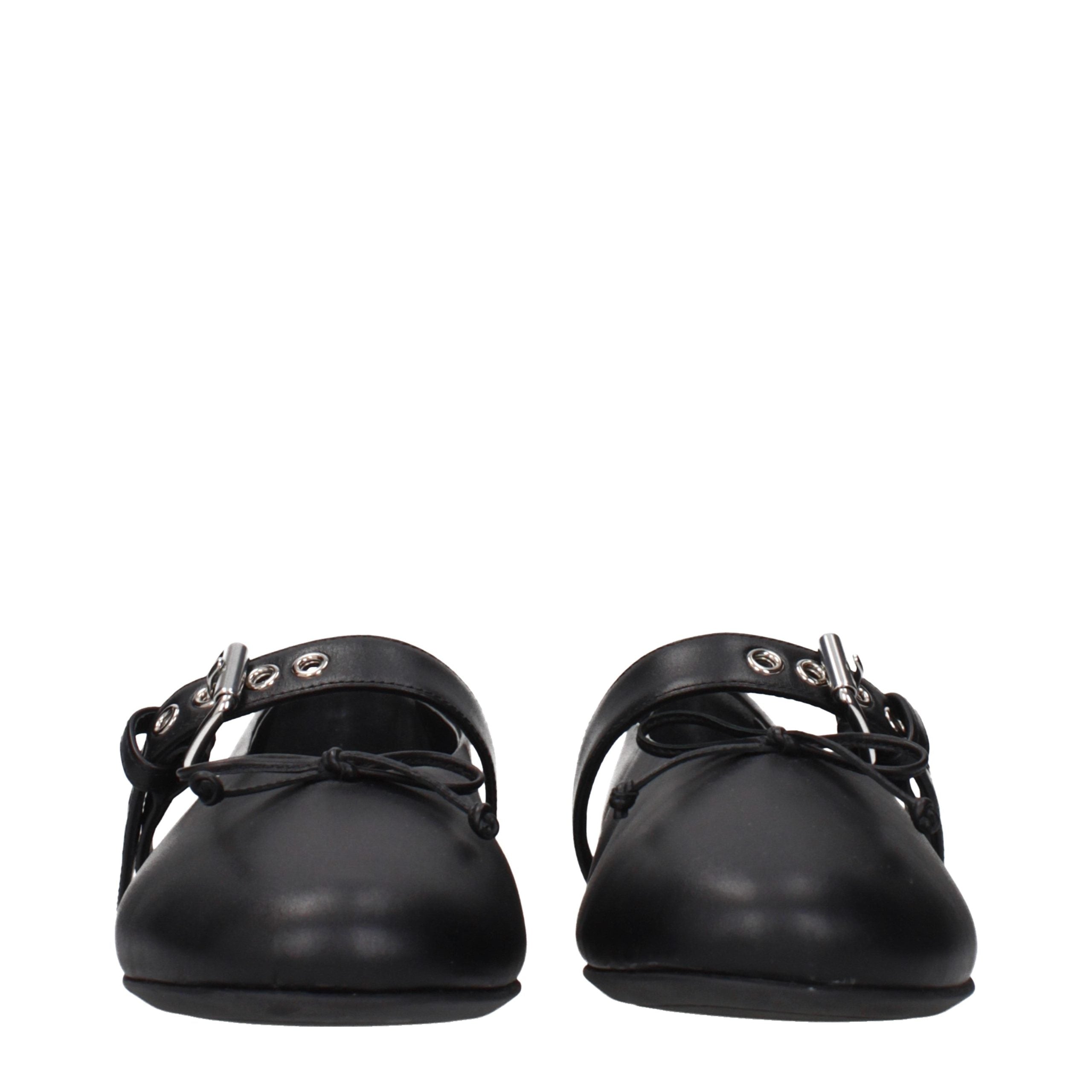 Black Leather Ballet Flats
