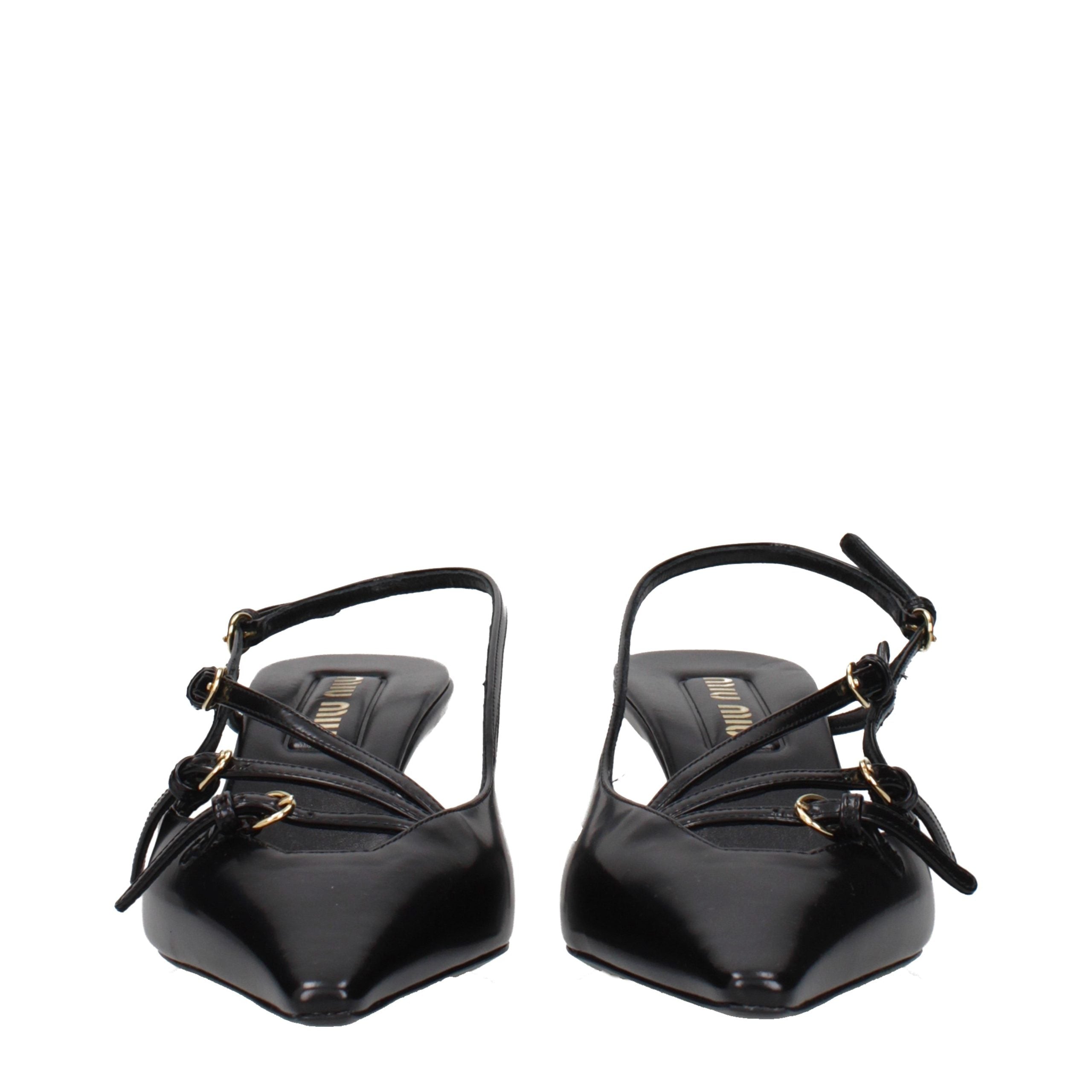 Black Leather High Heel Pumps