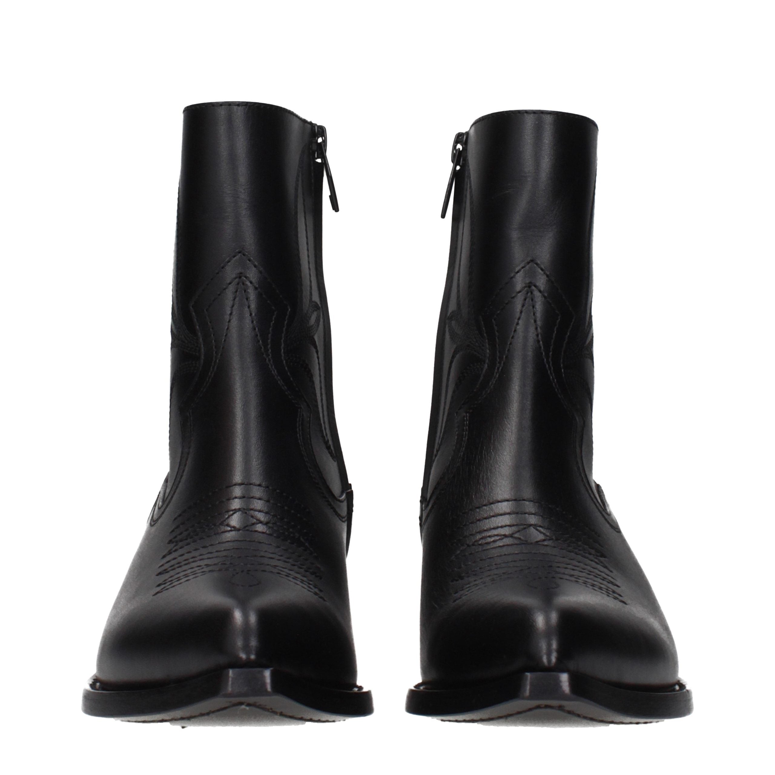 Black Leather Ankle Boots
