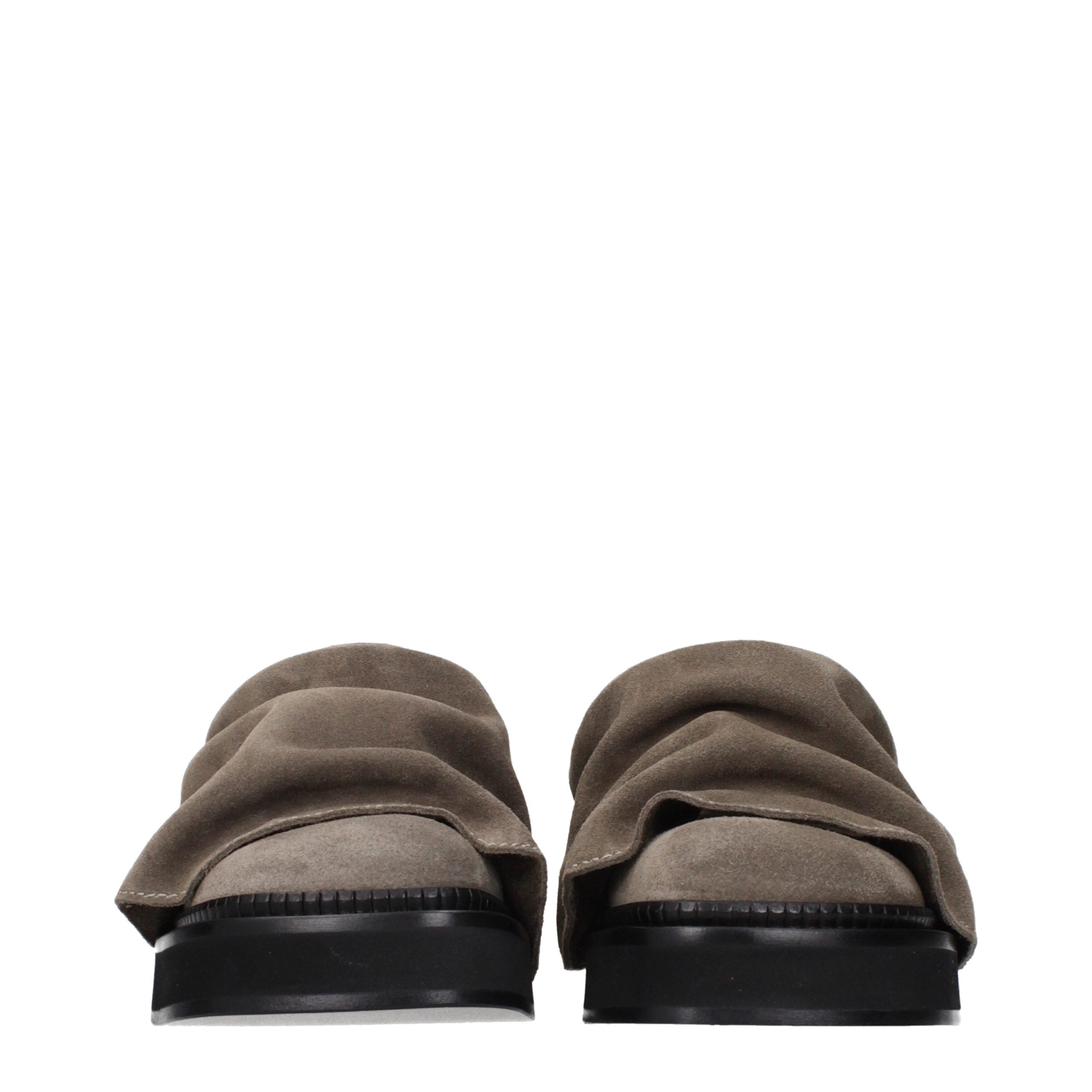 Gray Leather Slippers