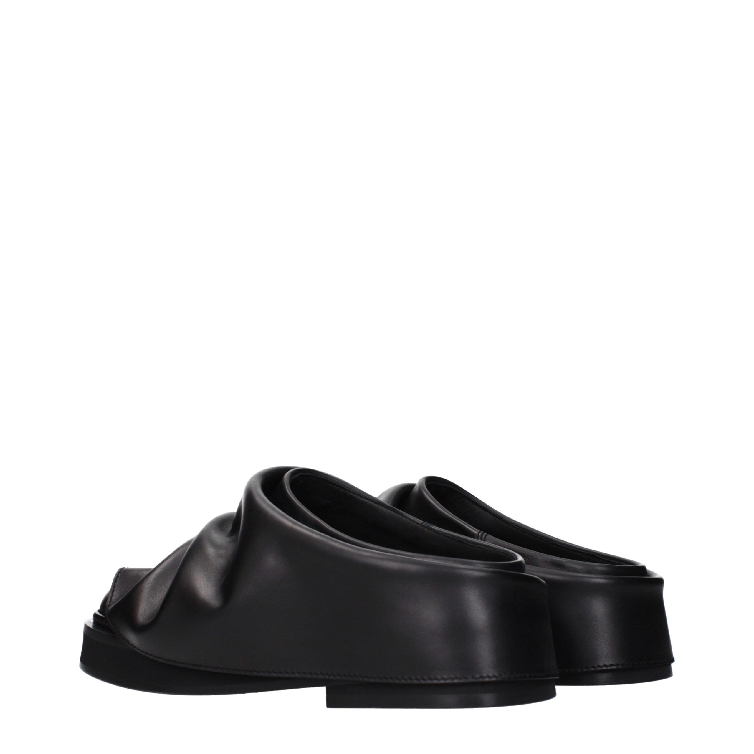 Black Leather Slippers