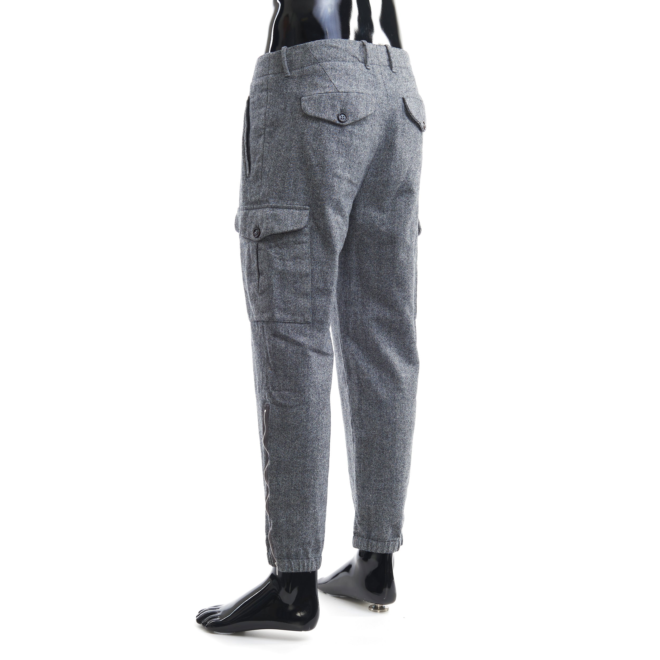 Gray Wool Cargo Pants