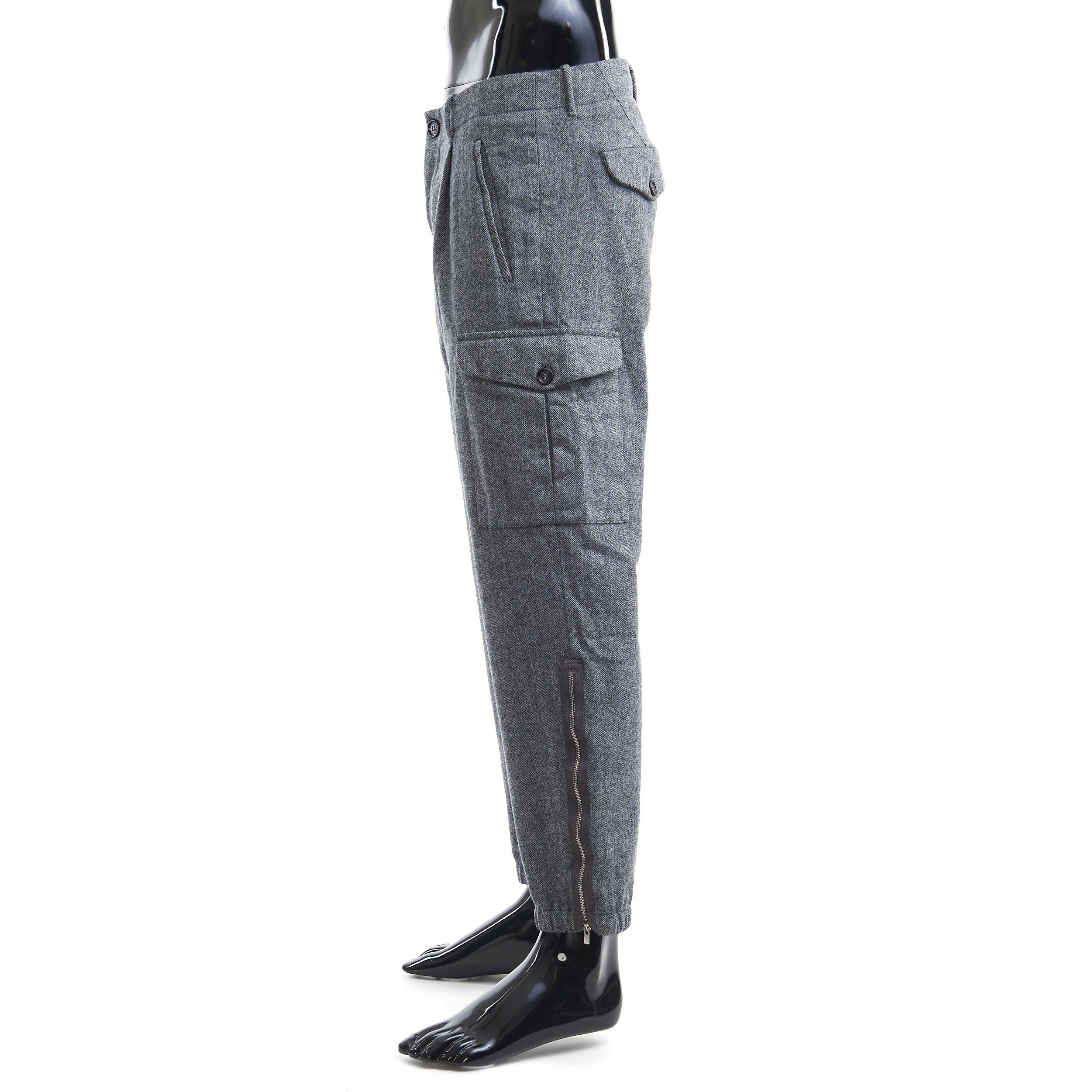 Gray Wool Cargo Pants