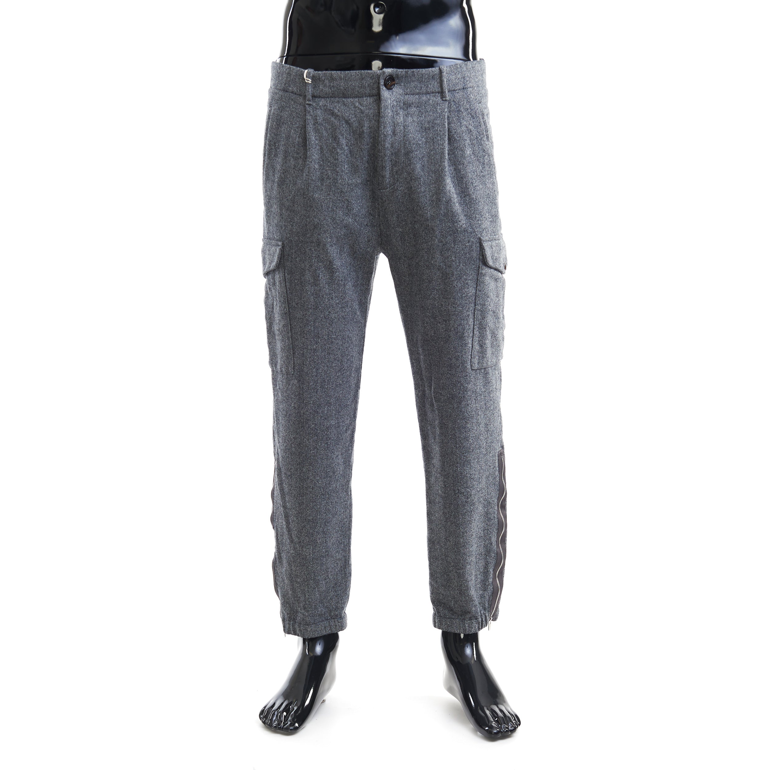 Gray Wool Cargo Pants