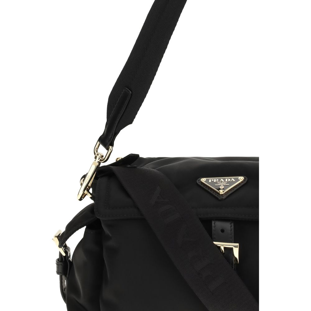 Black Recycled Polyamide Shoulder Bag