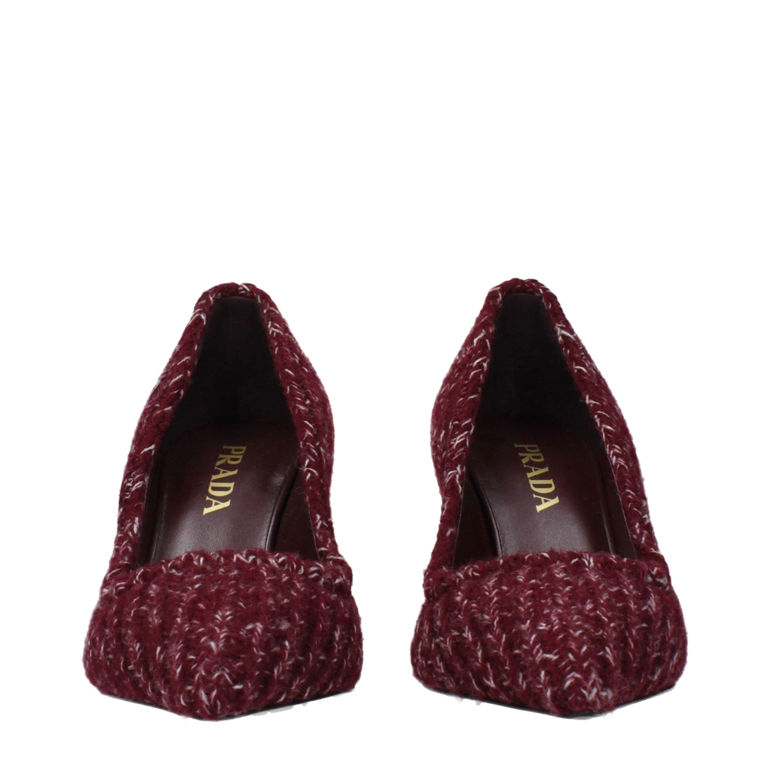 Red Fabric Mid Heel Pumps