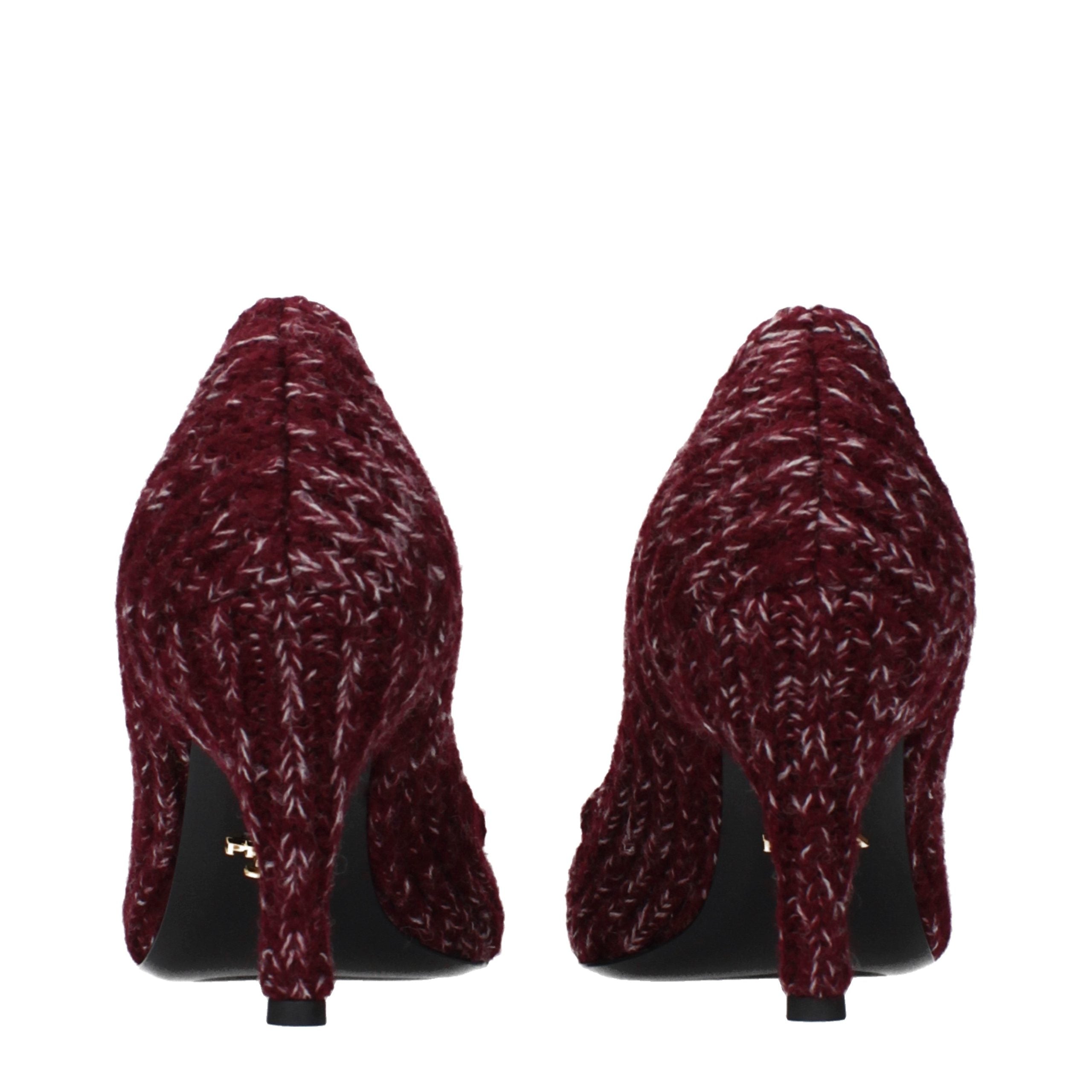 Red Fabric Mid Heel Pumps
