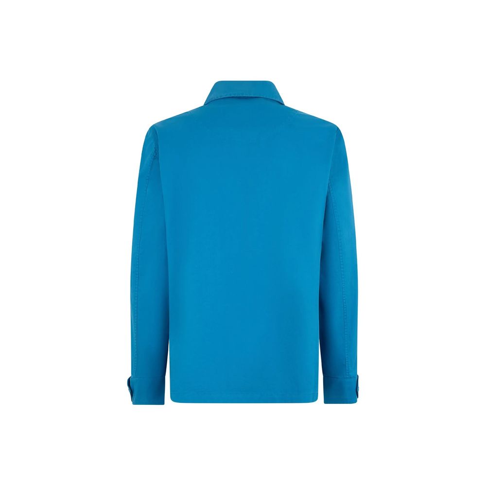 Blue Cotton Full-Length Jacket