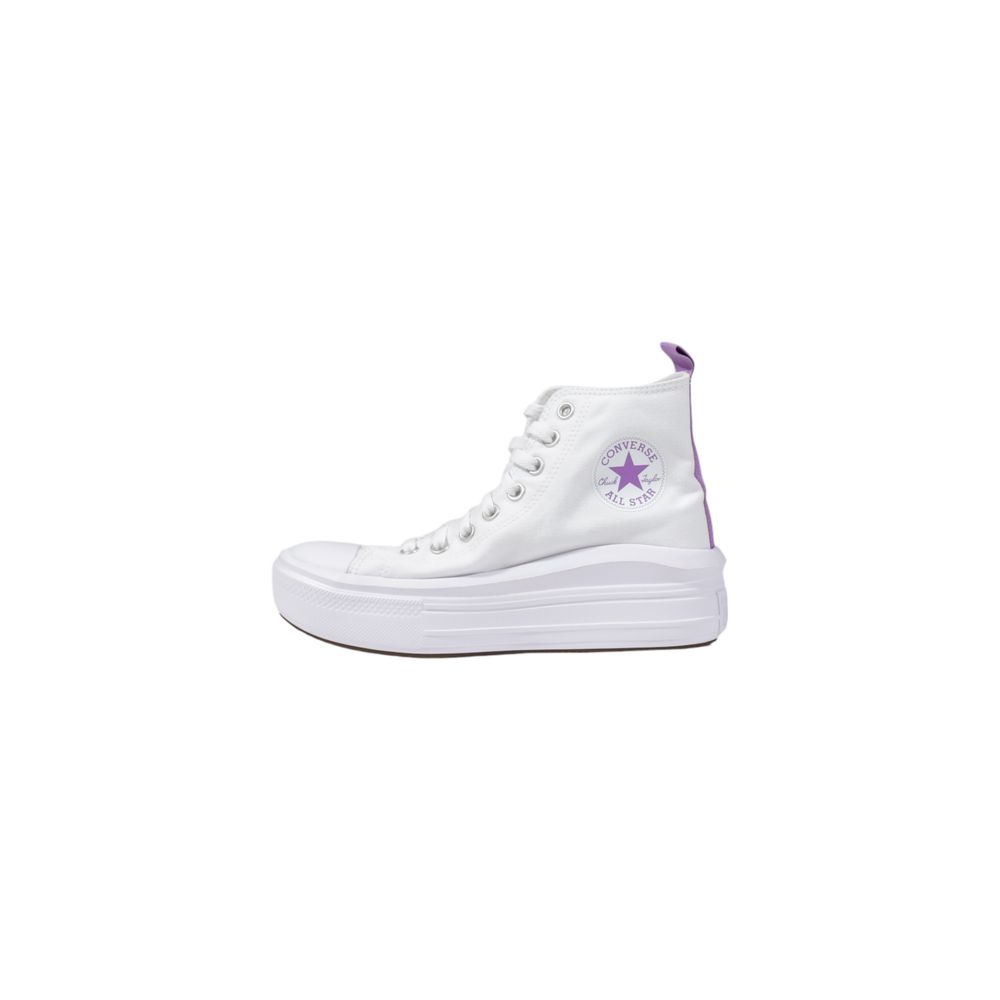 White Fabric Platform Sneakers