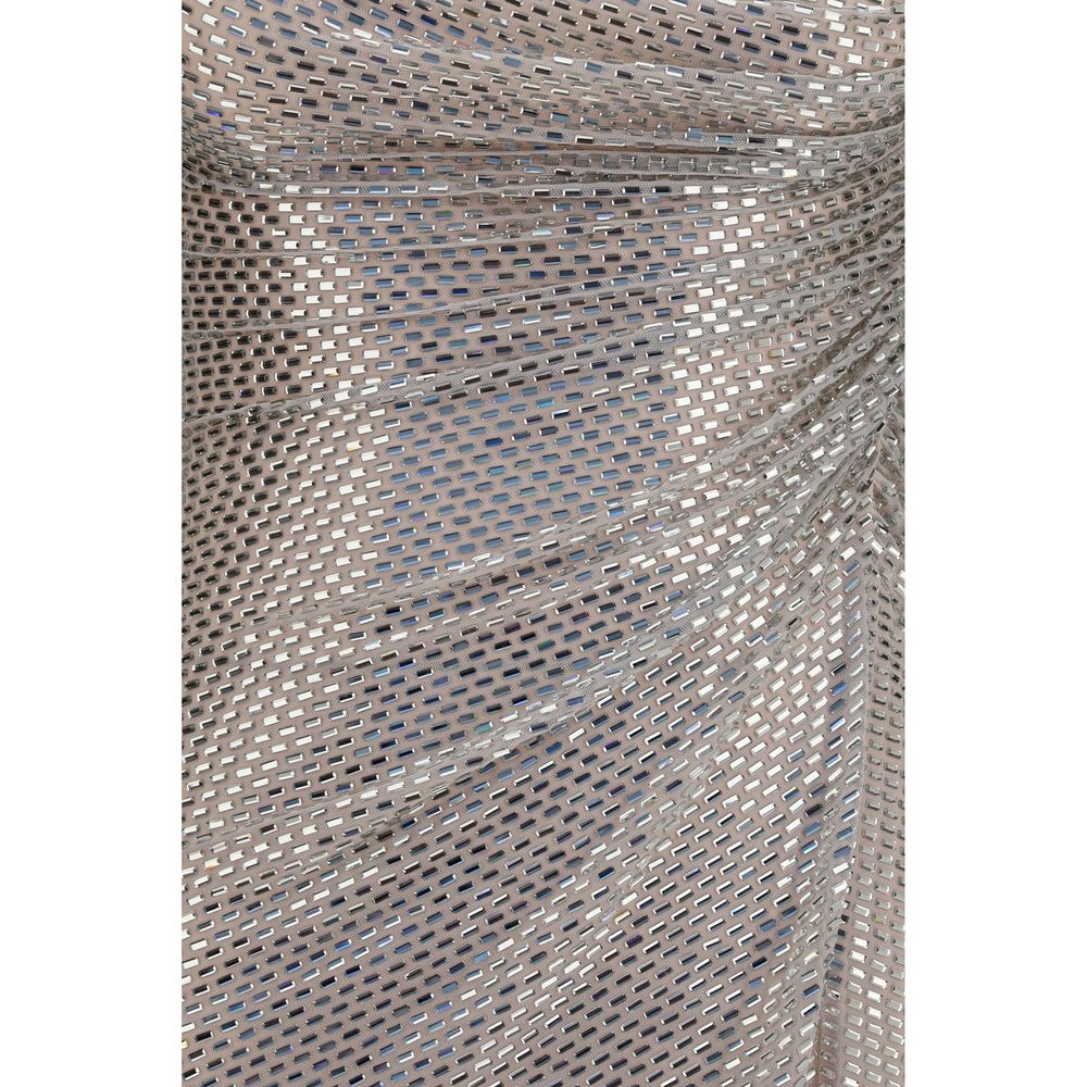 Silver Polyester Cocktail Dress