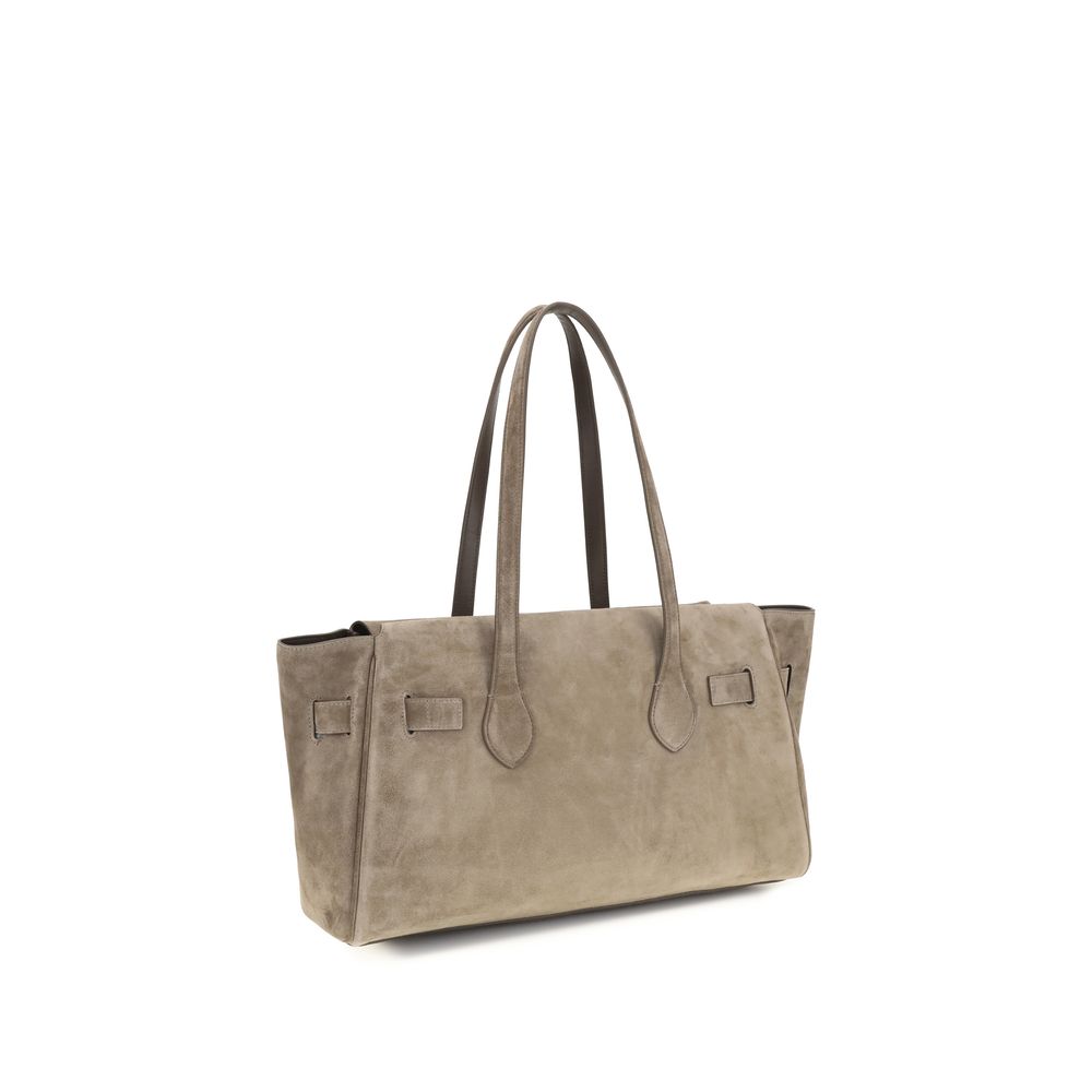 Beige Suede Leather Shoulder Bag